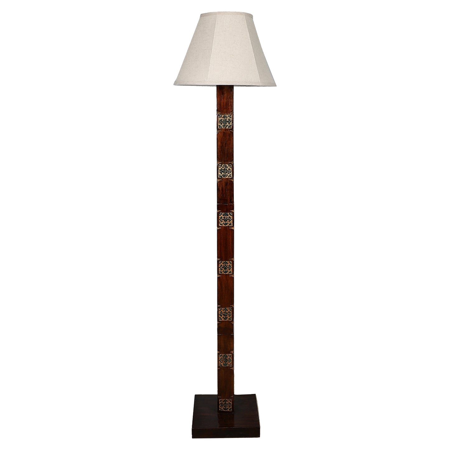 Amogh Brown and Teal Floor Lamp with Beige Soft Shade