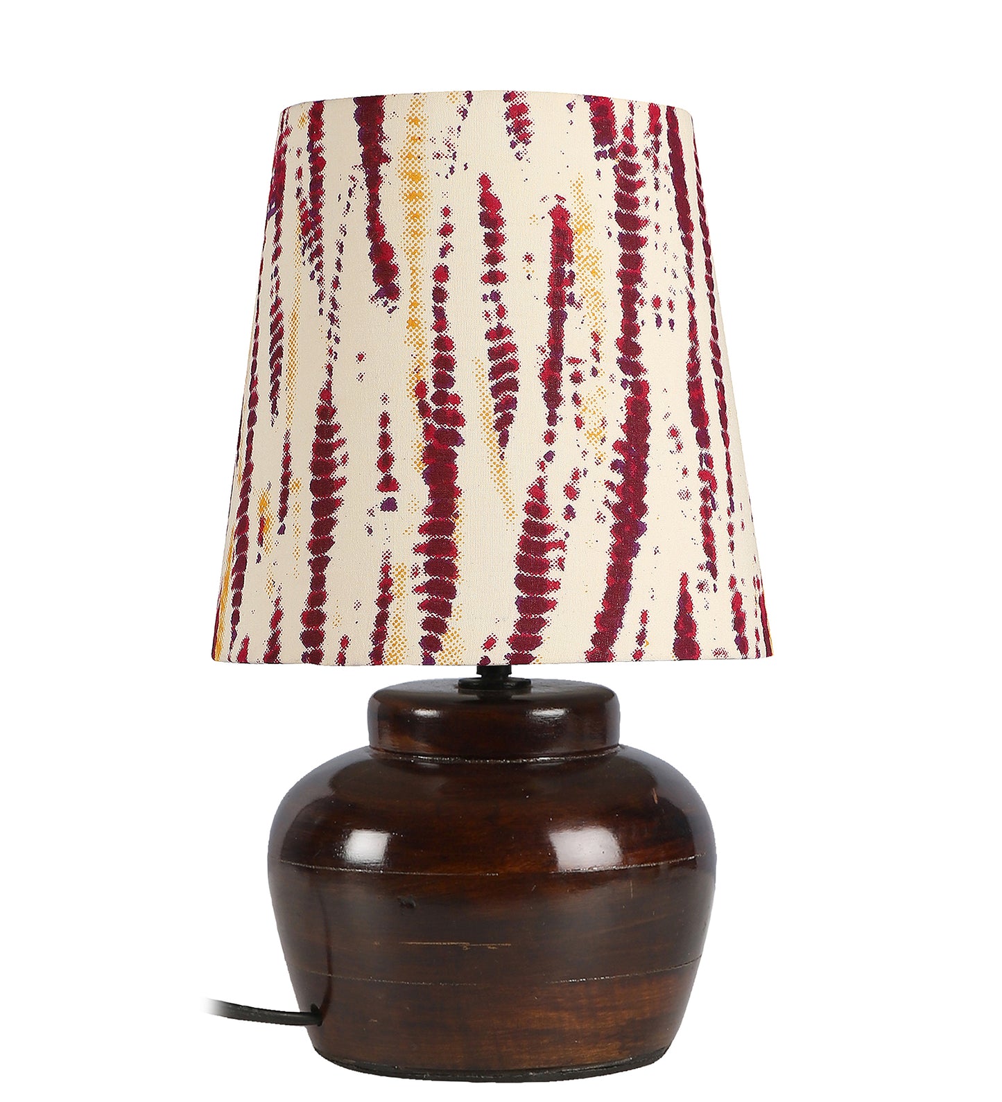 Nirvana Bed side Lamp with Burgundy Tie & Dye Printed Shade