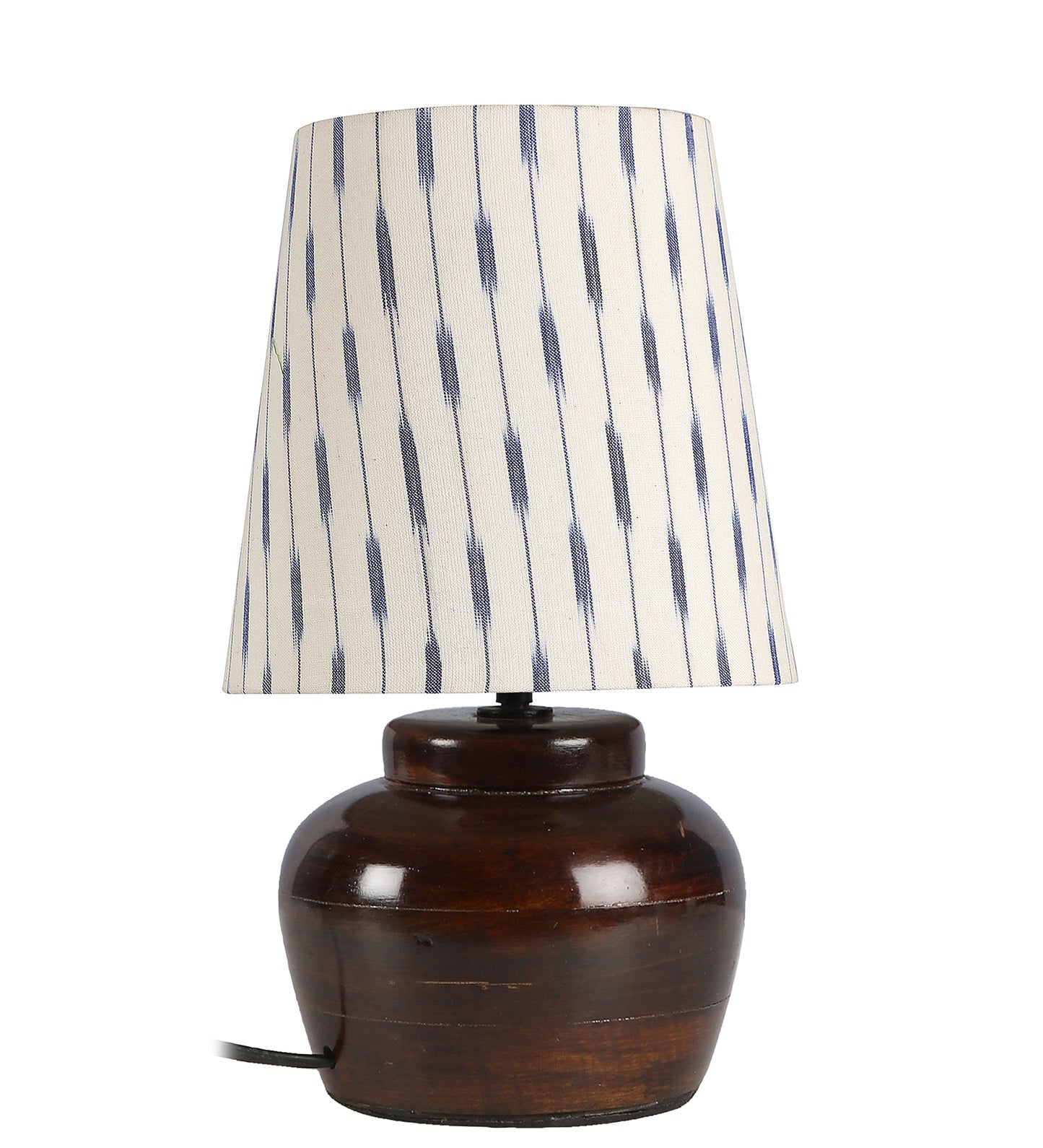 Nirvana Bed side Lamp with Blue Ikkat Printed Shade