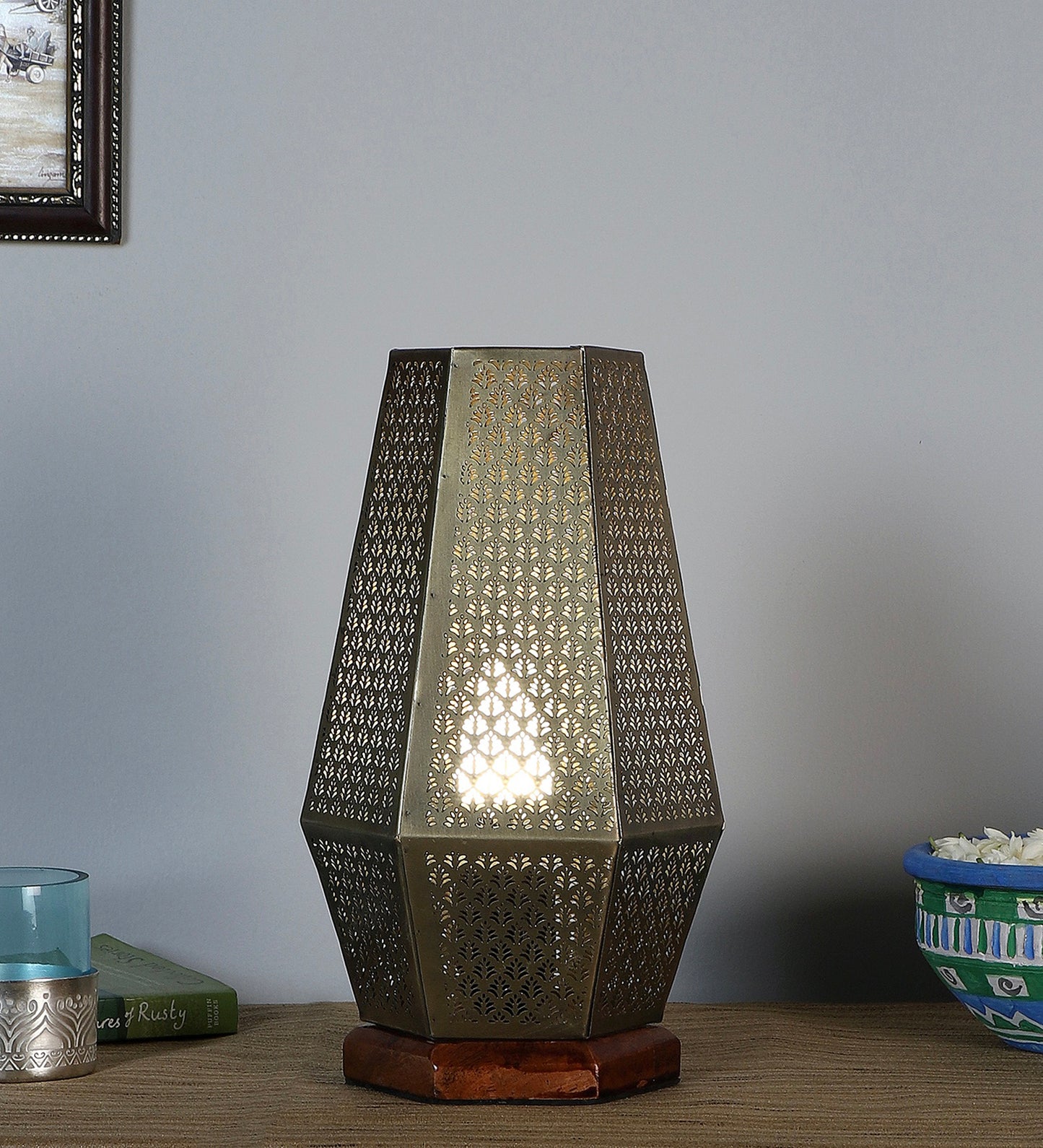 Niharika Ambient Table Lamp with Wooden Base