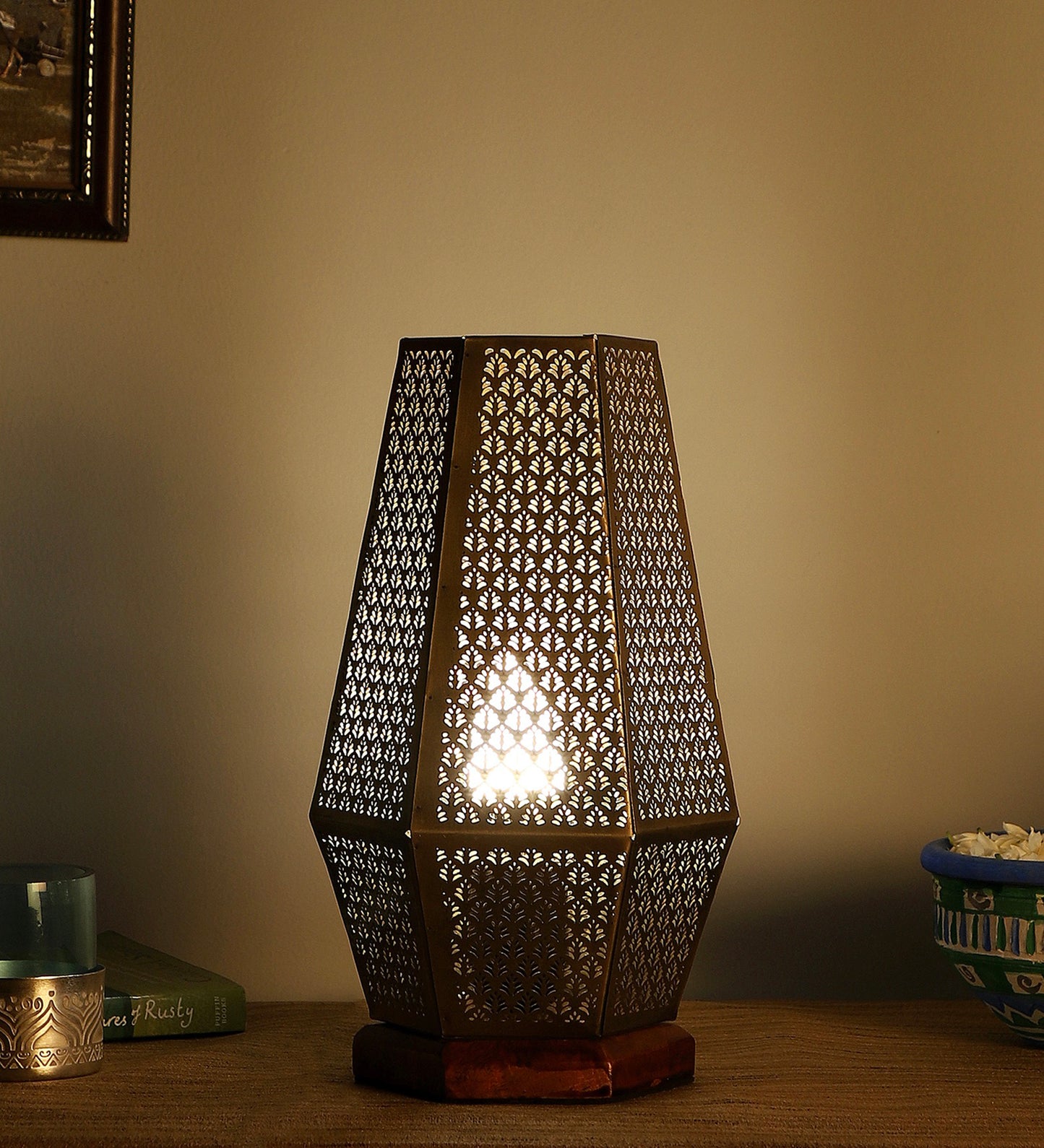 Niharika Ambient Table Lamp with Wooden Base