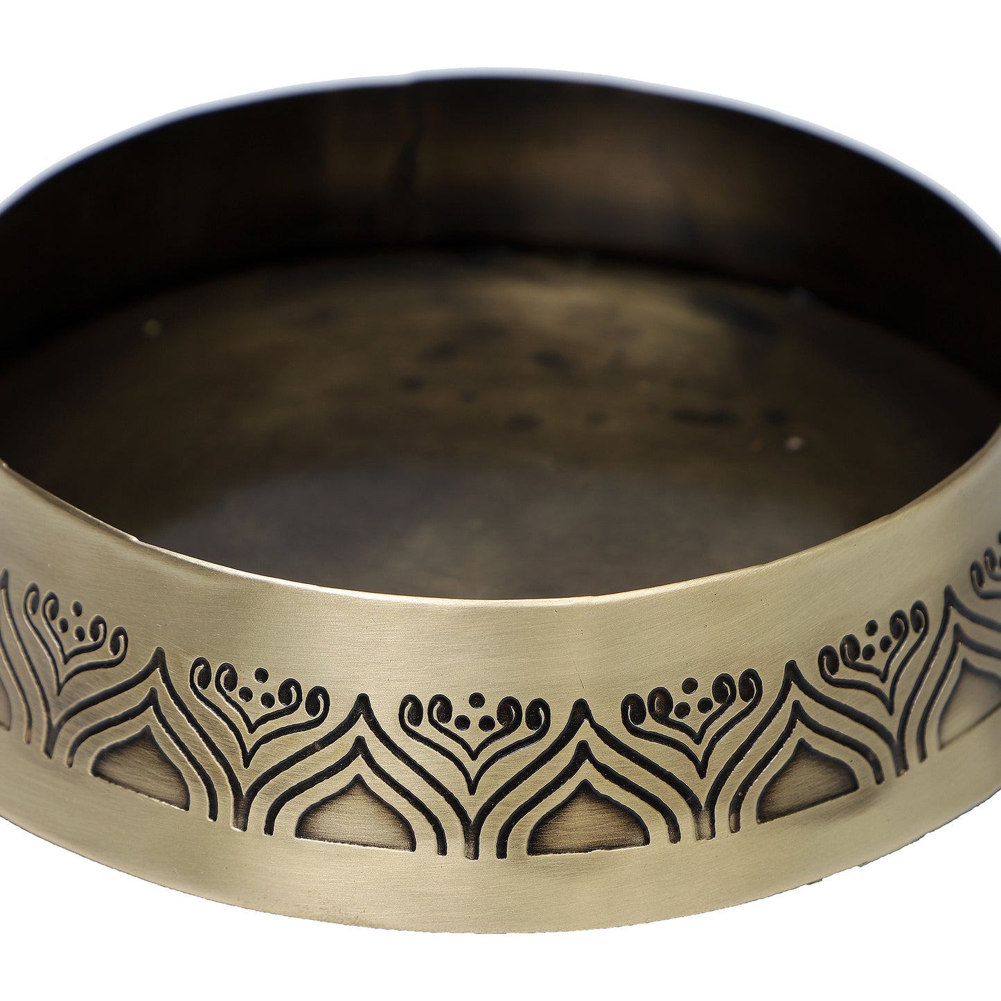 Alpana Brass Flower Basket with handle (Gold & Antique)