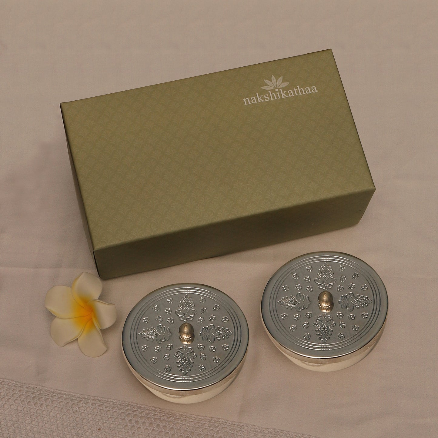 Silver plated Brass Nut Bowl Gift hamper- Set of 2