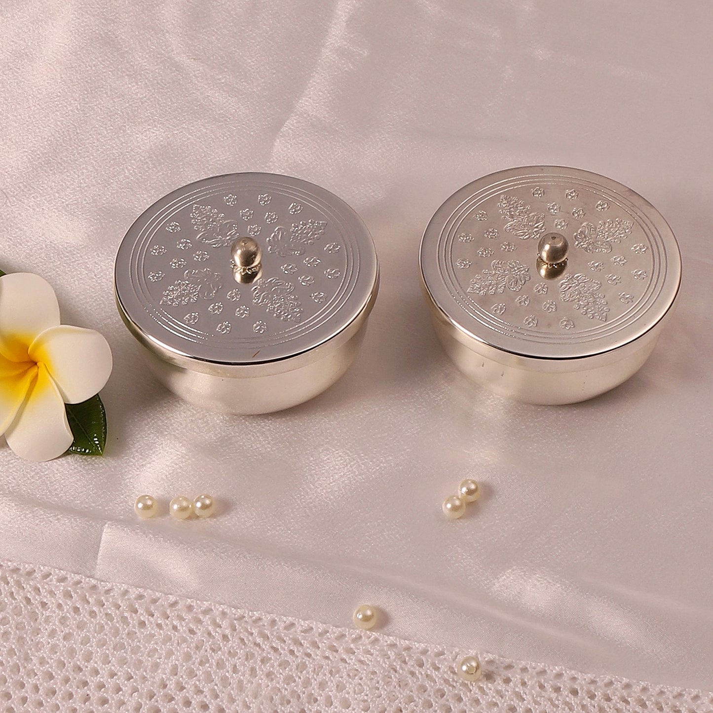 Silver plated Brass Nut Bowl Gift hamper- Set of 2