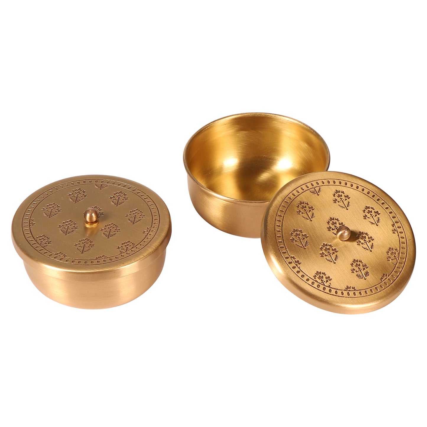 Mogra Brass Nut Bowl Gift Hamper - Set of 2 (Gold & Antique)
