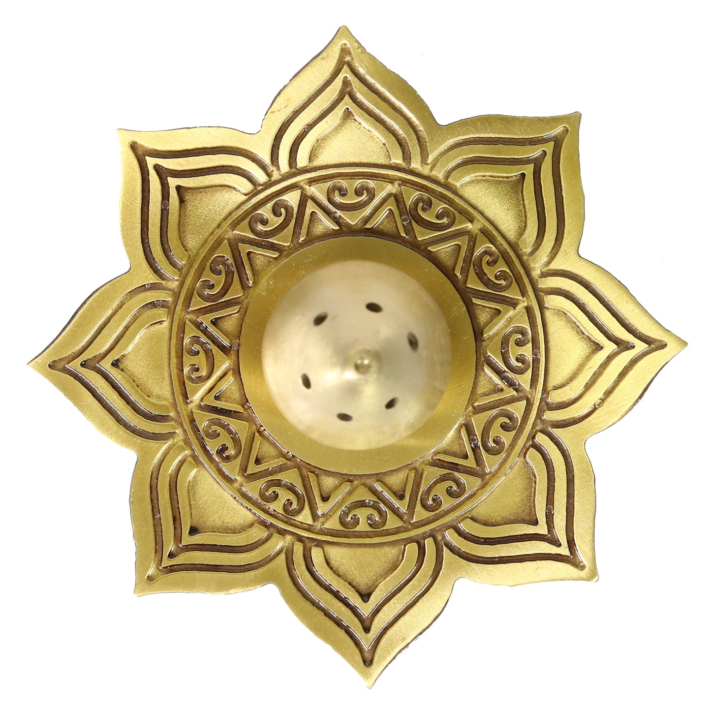 Alpana Brass Divinity Gift Hamper with Flower Basket, Kum Kum Holder, Arti Diya & Incense Holder