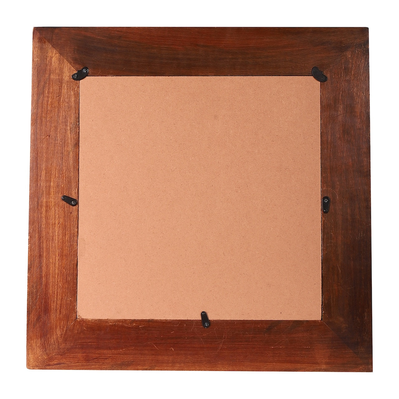 Amogh Brown and off white Hand Carved Wooden Mirror