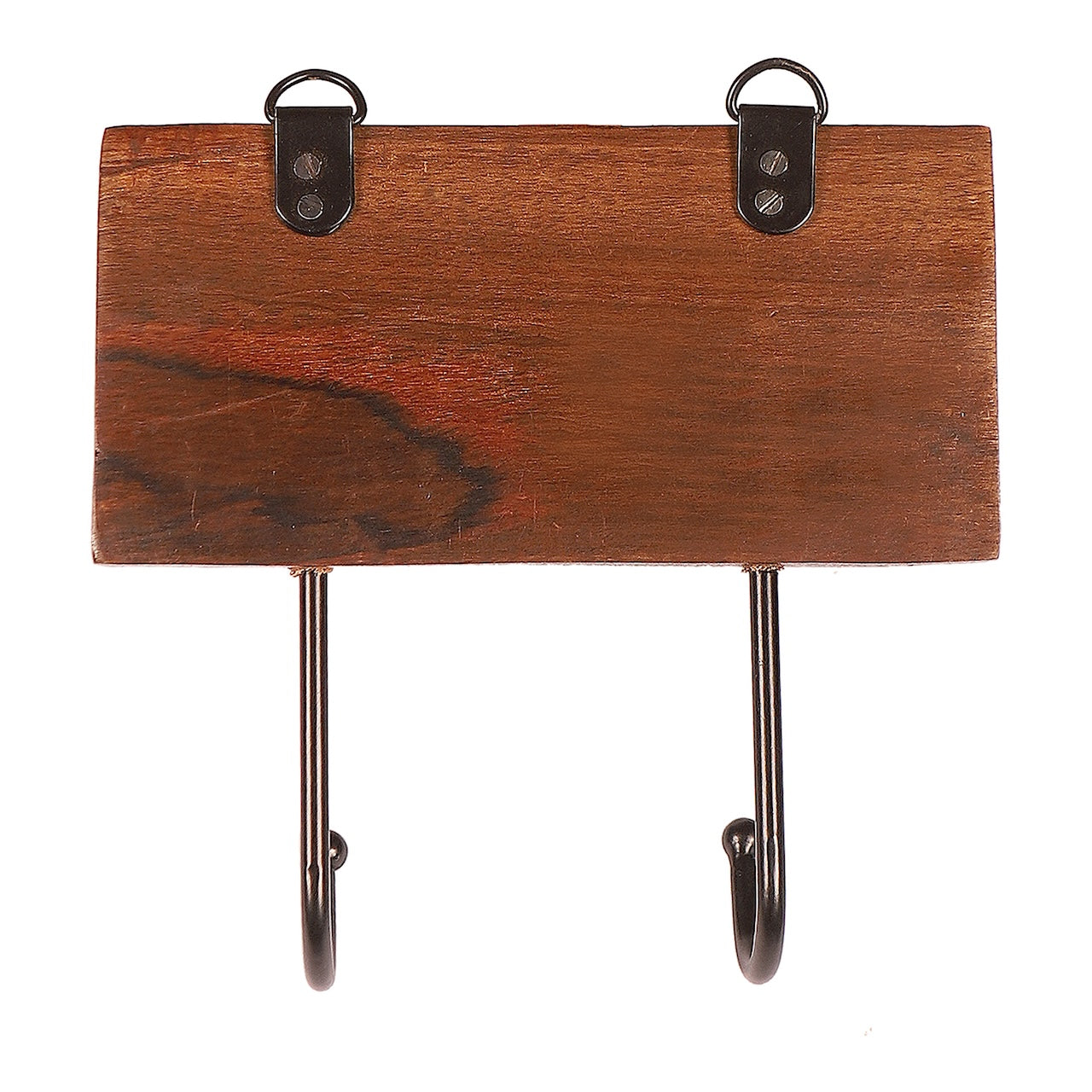 Amogh Brown and off white Hand Carved Wooden Double Wall hook