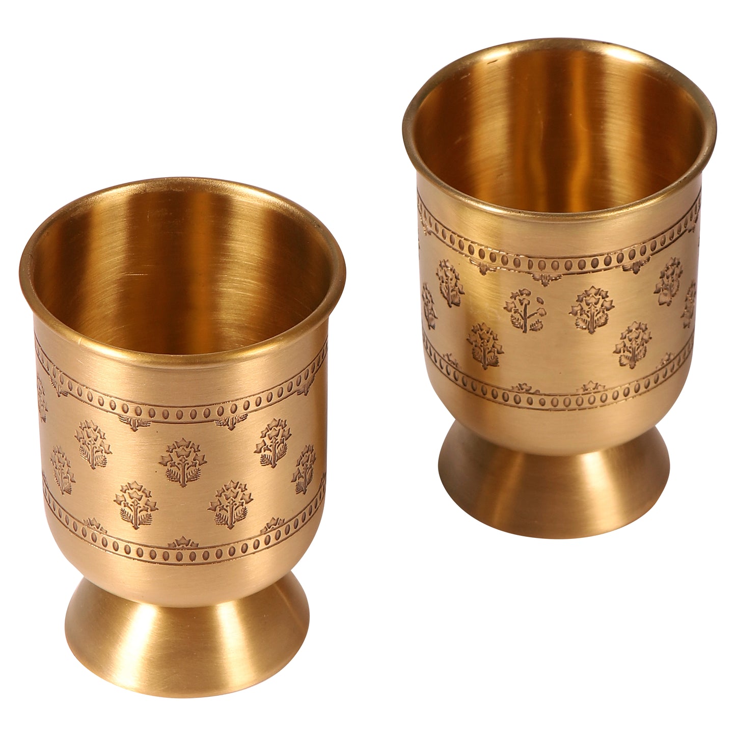 Mogra Brass Sharbat Glass - Set of 2 (Gold & Antique)