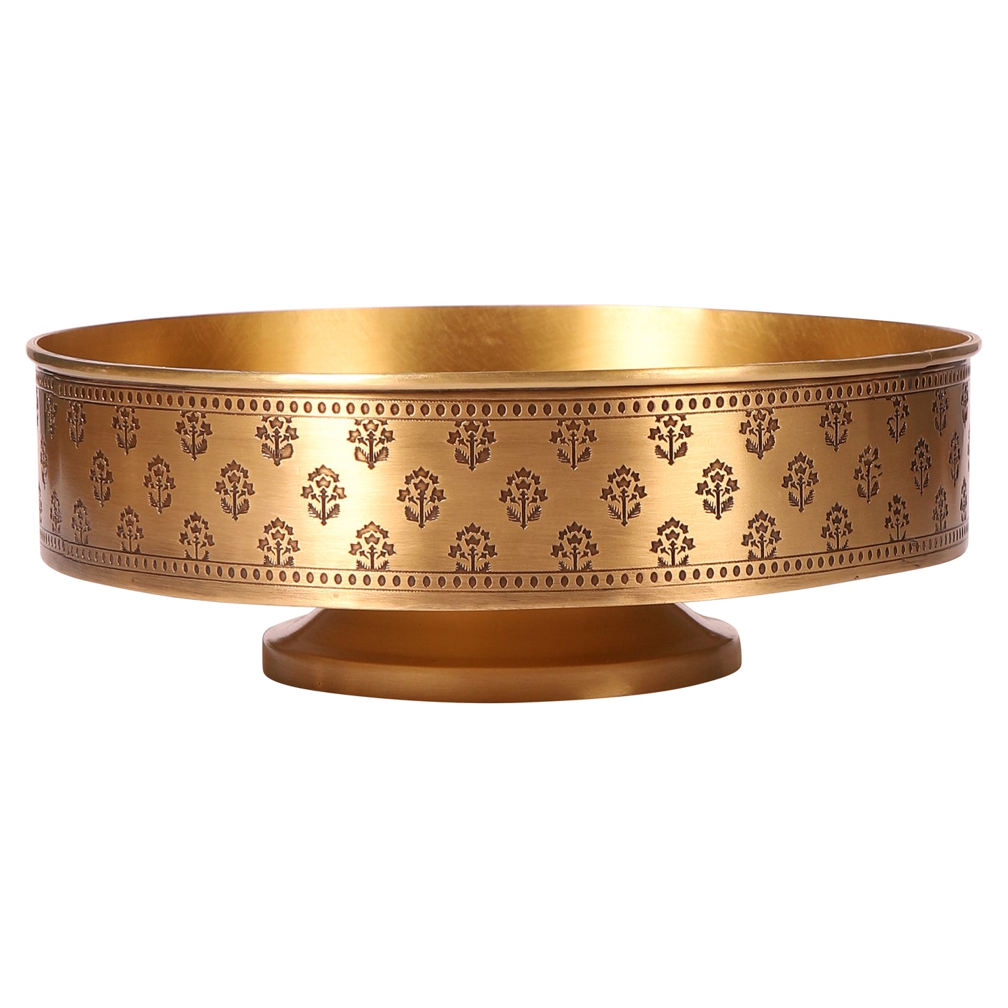 Mogra Brass Fruit Bowl with Stand (Gold & Antique)