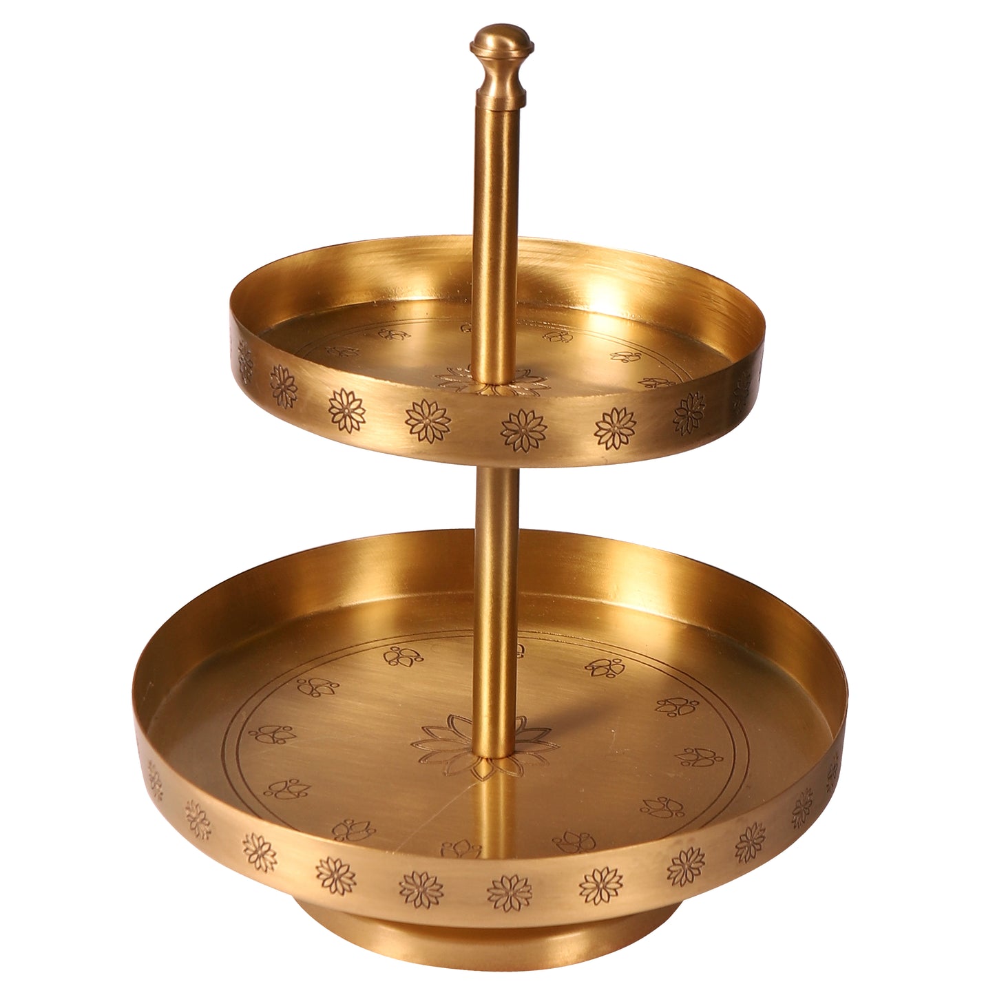 Mogra Brass 2 Tier Cake Stand (Gold & Antique)