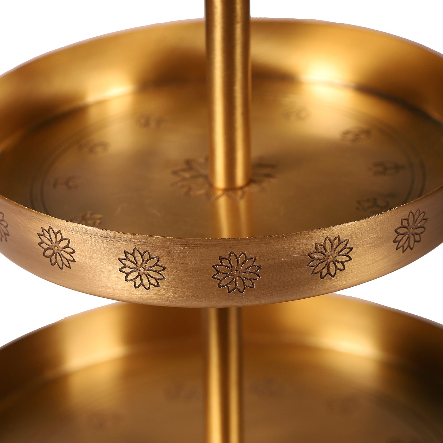 Mogra Brass 2 Tier Cake Stand (Gold & Antique)