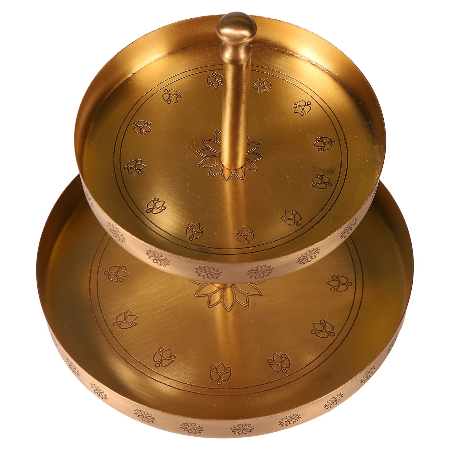 Mogra Brass 2 Tier Cake Stand (Gold & Antique)