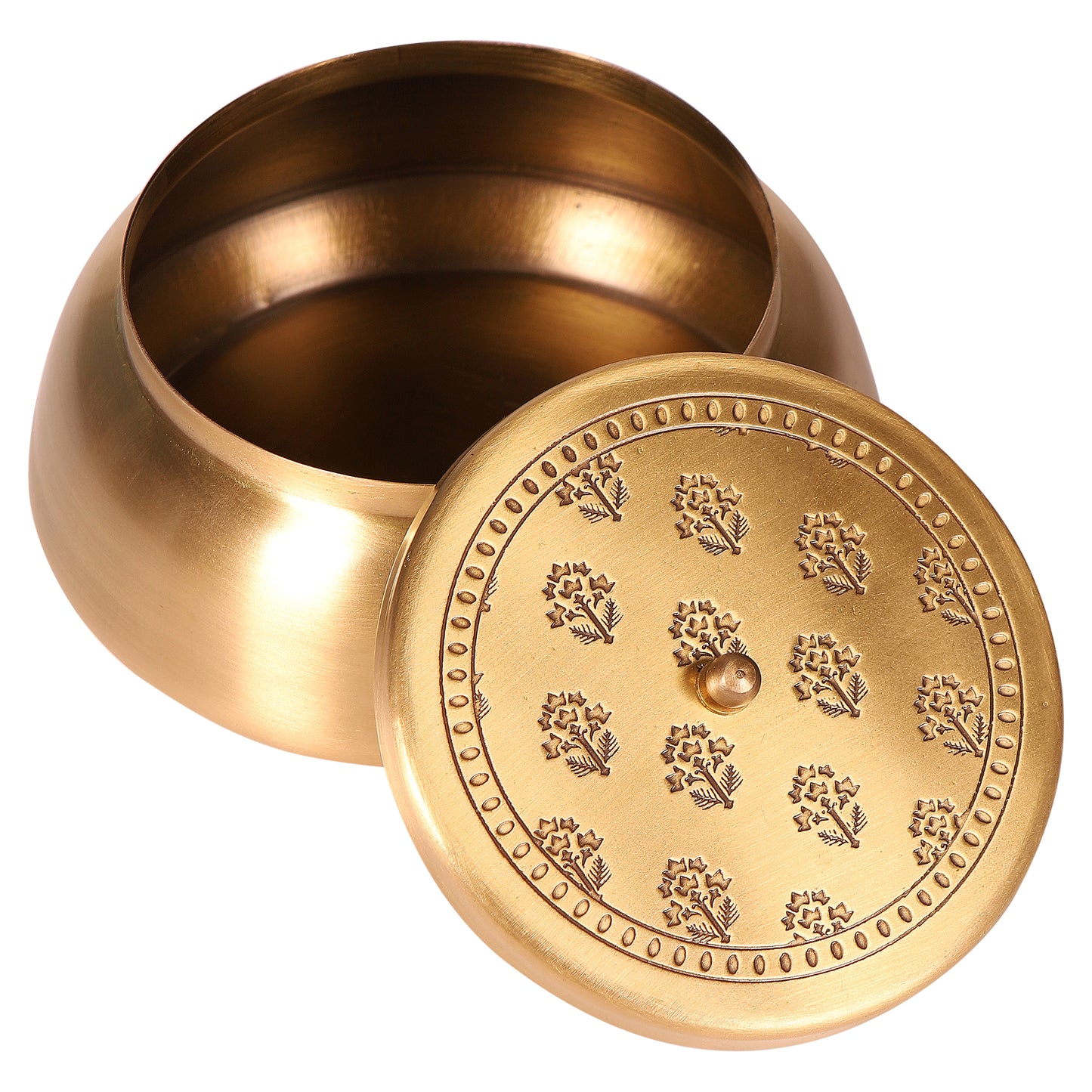 Mogra Brass Flat base Jar (Gold & Antique)