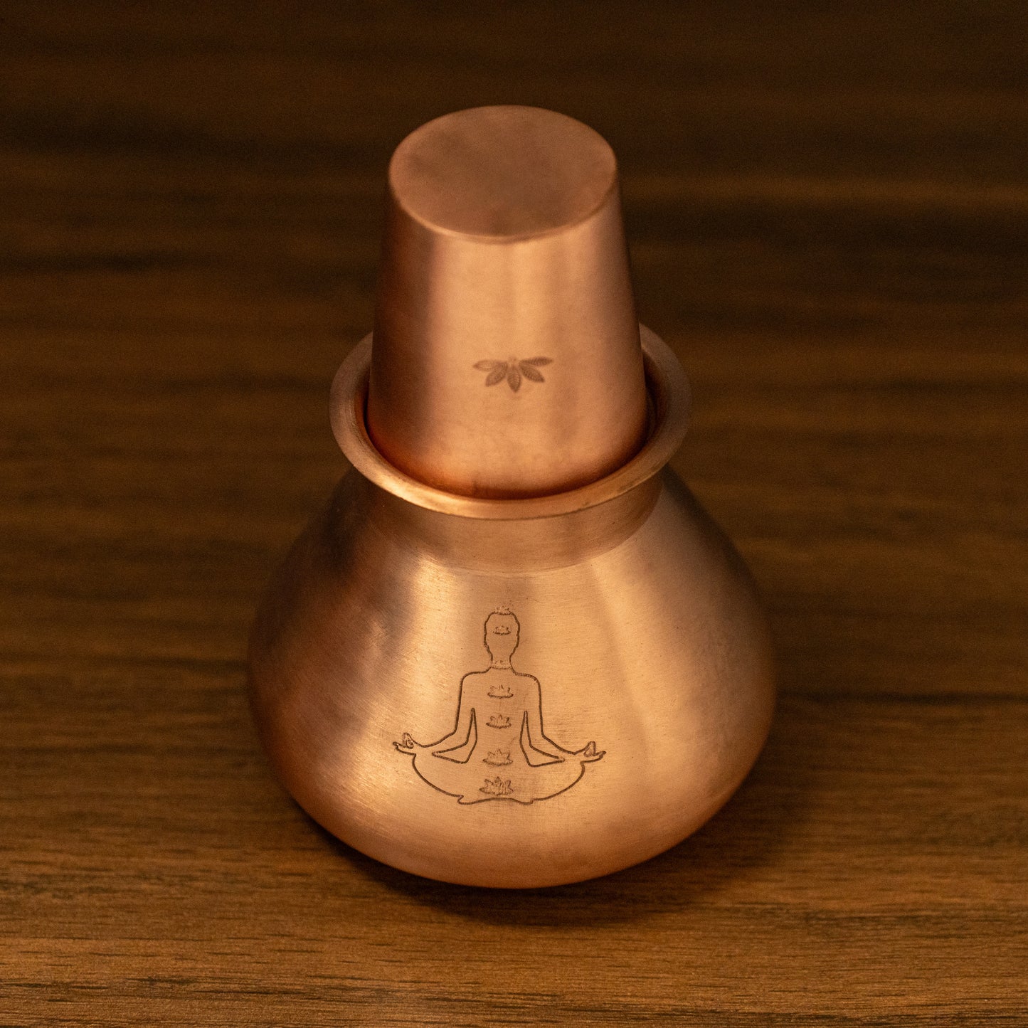 Yogasana Copper Carafe with Glass & Lid