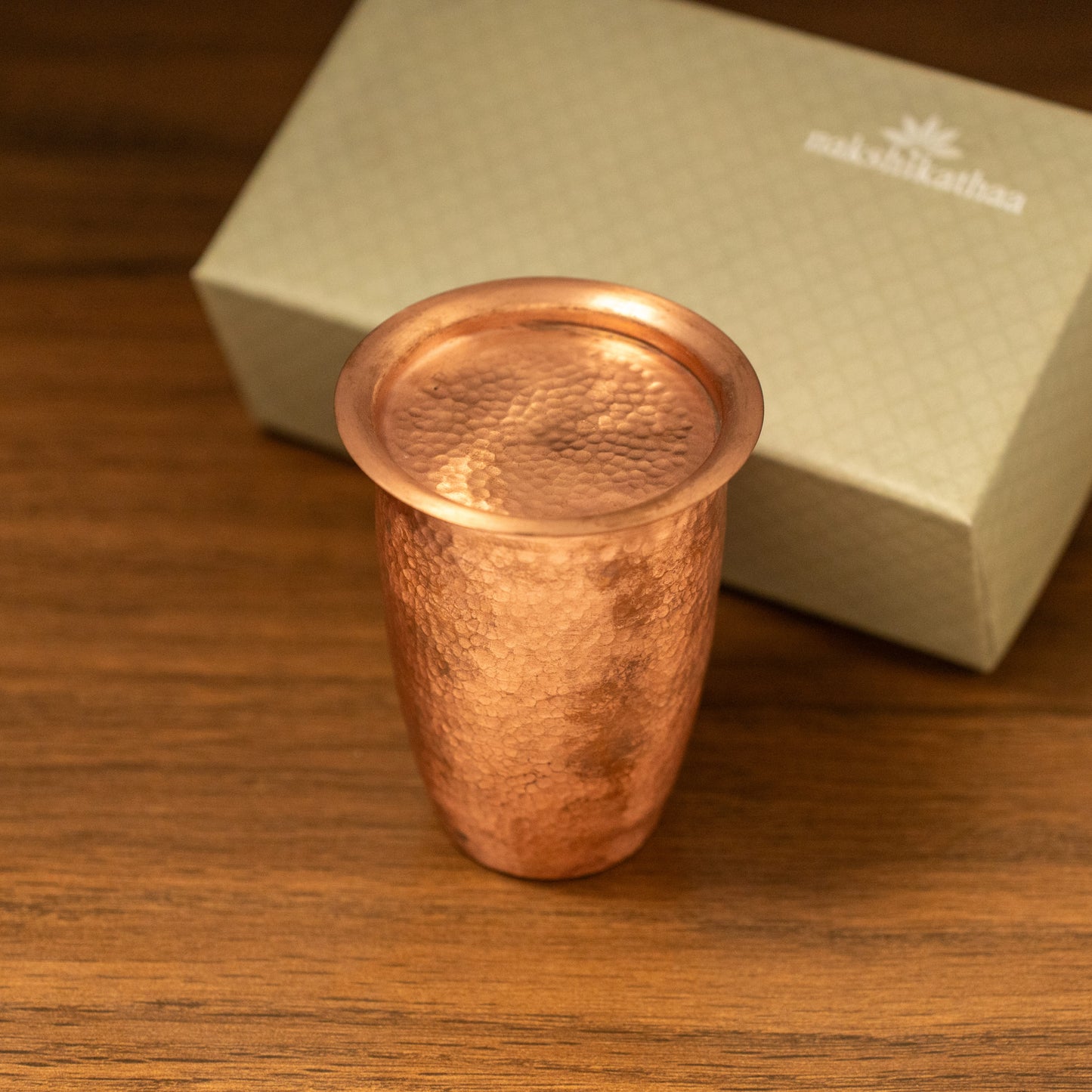 Hammer Finish Copper large Tumbler with Lid
