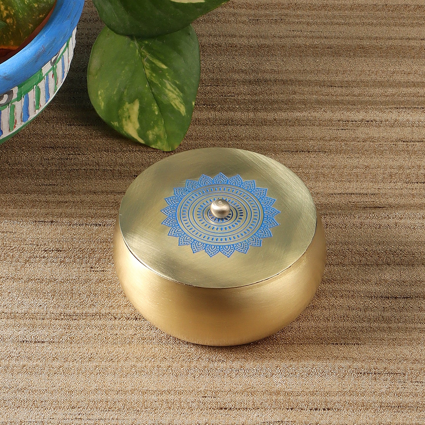 Dohar Brass Trinket box (Blue)