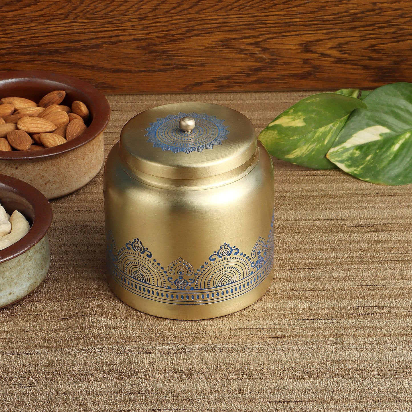Dohar Brass Jar (Blue)