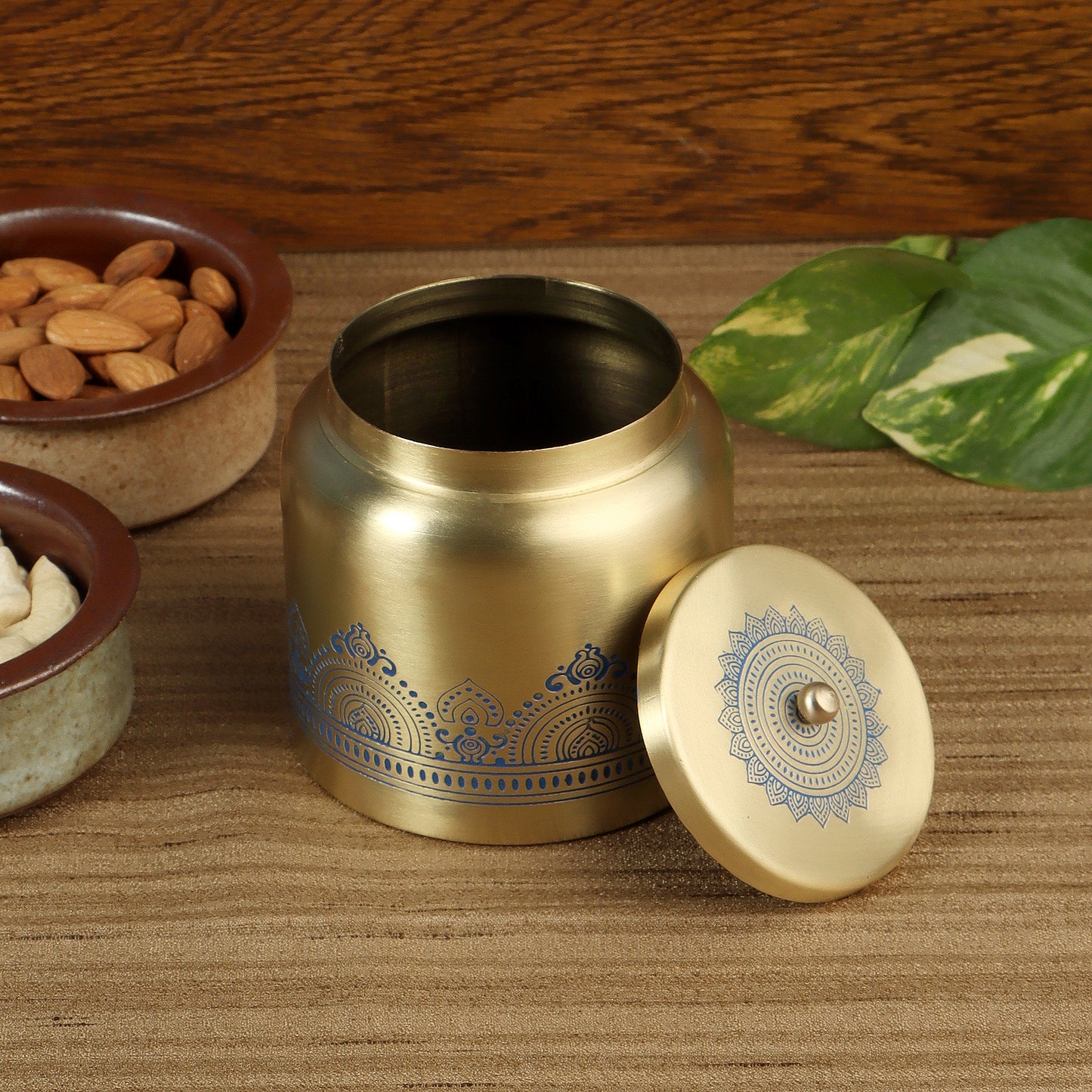 Dohar Brass Jar (Blue)