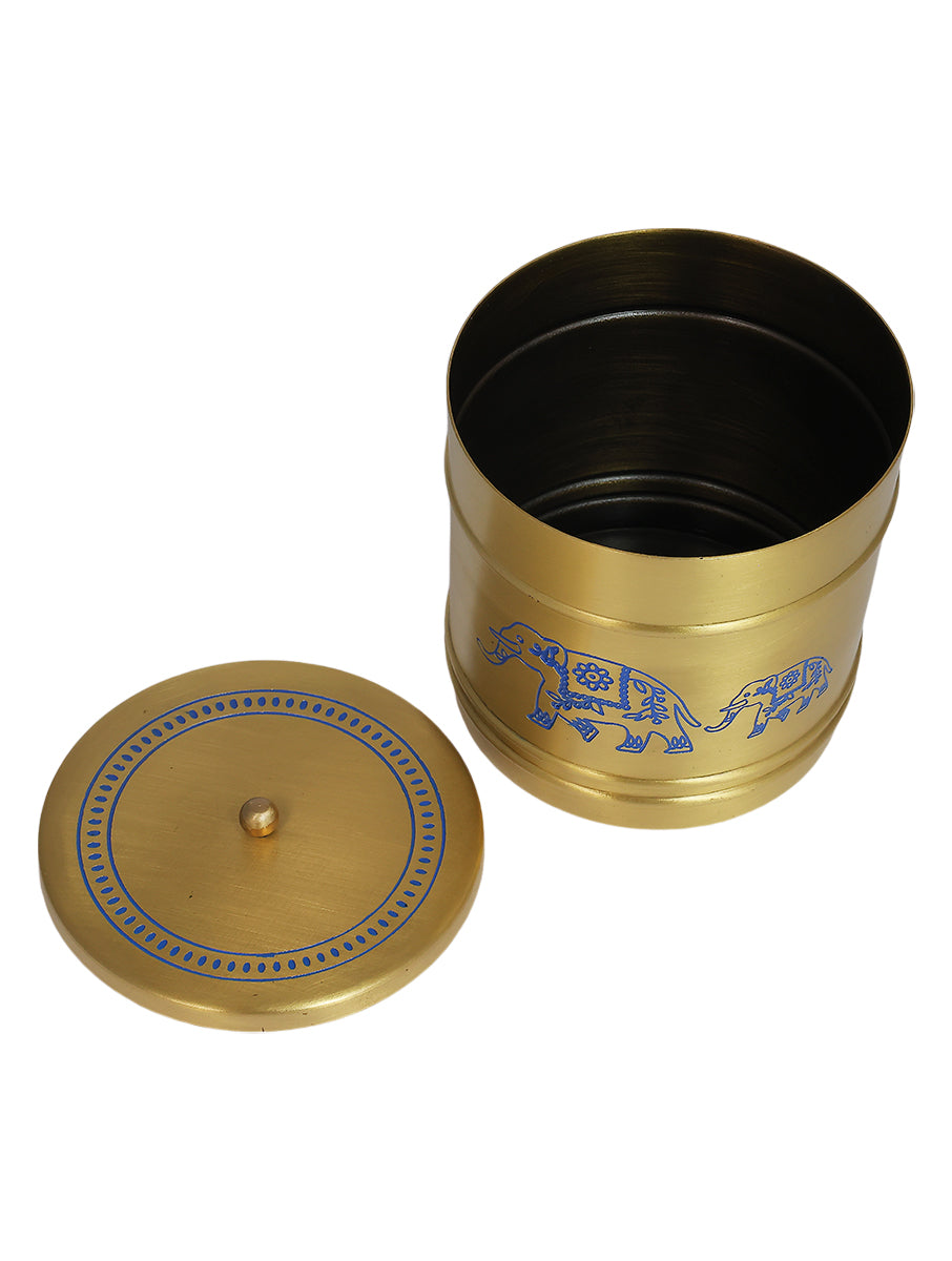 Brass Elephant Jar (Blue)