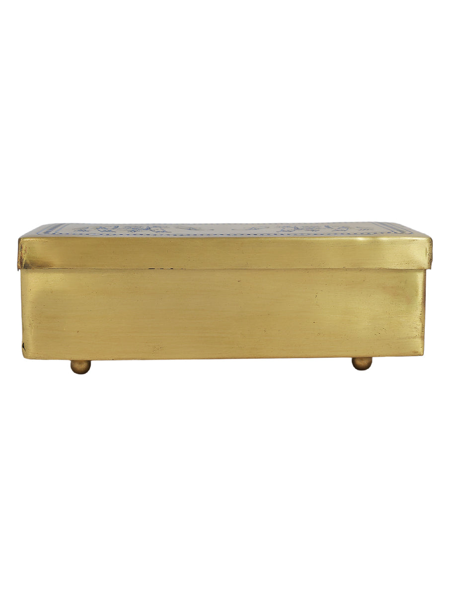 Brass Elephant Gift Box (Blue)
