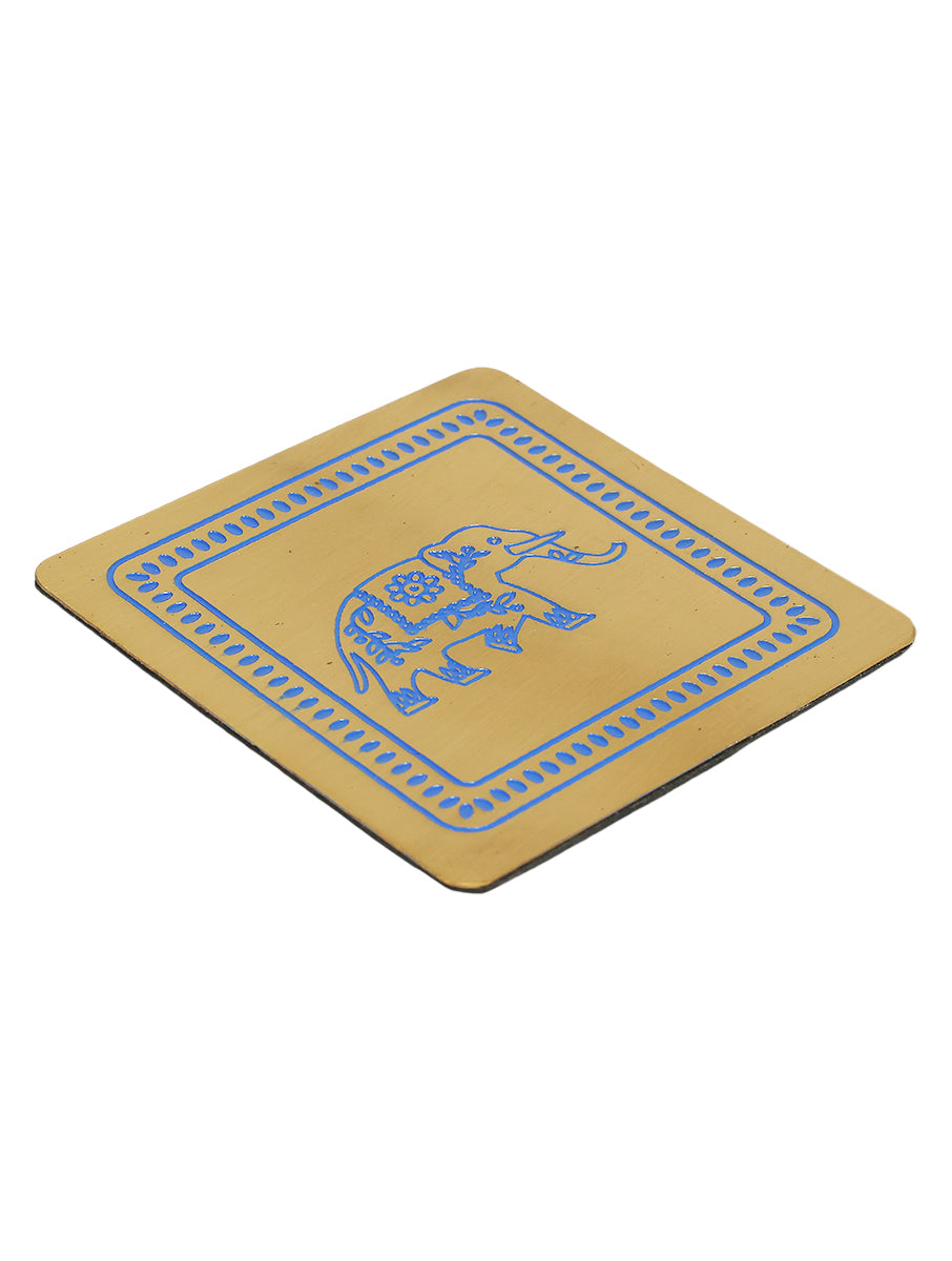Brass Elephant Coasters - Set of 4 (Blue)