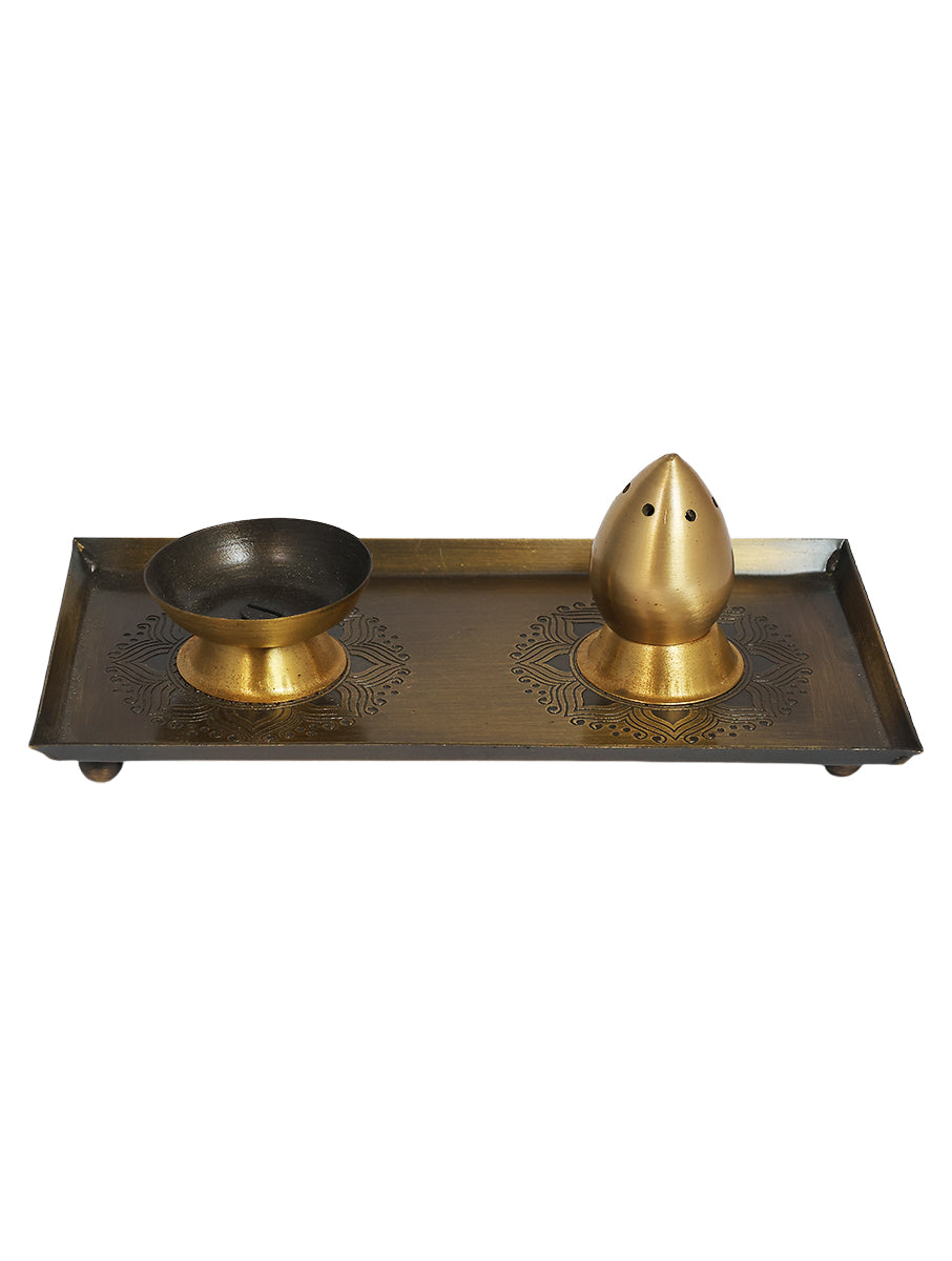 Alpana Brass Incense Gift Set (Gold & Antique)