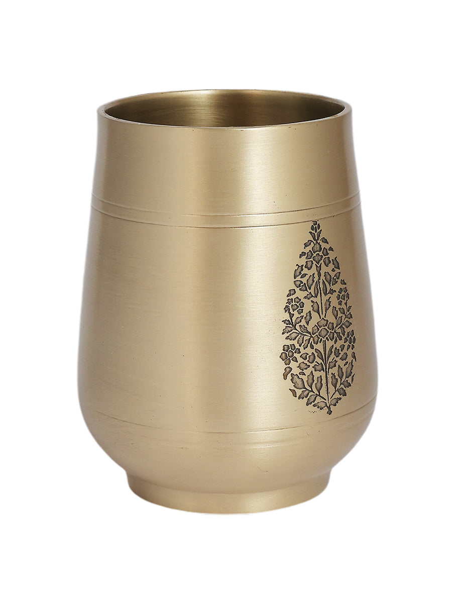 Chinar Kansa Drop Shaped Glass - Set of 2 (Gold)