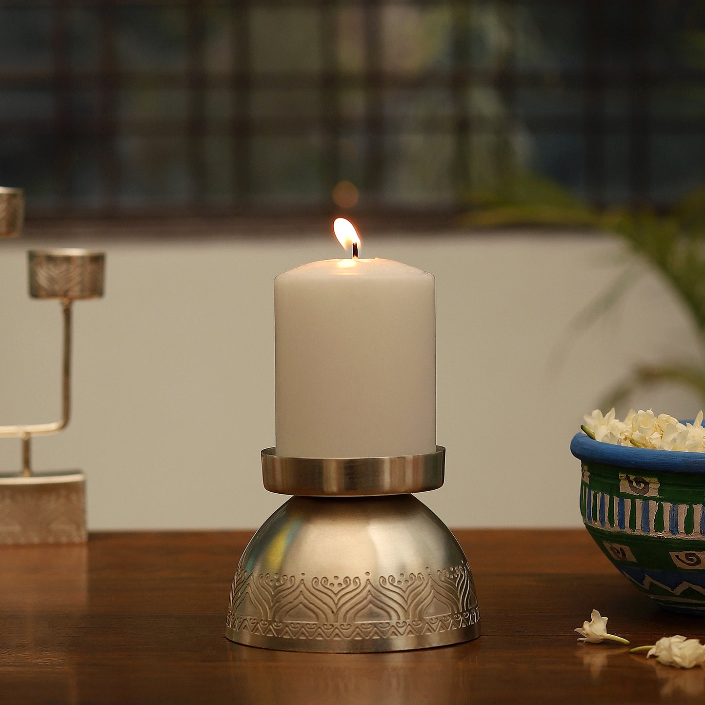 Utsav Silver Plated Candle stand