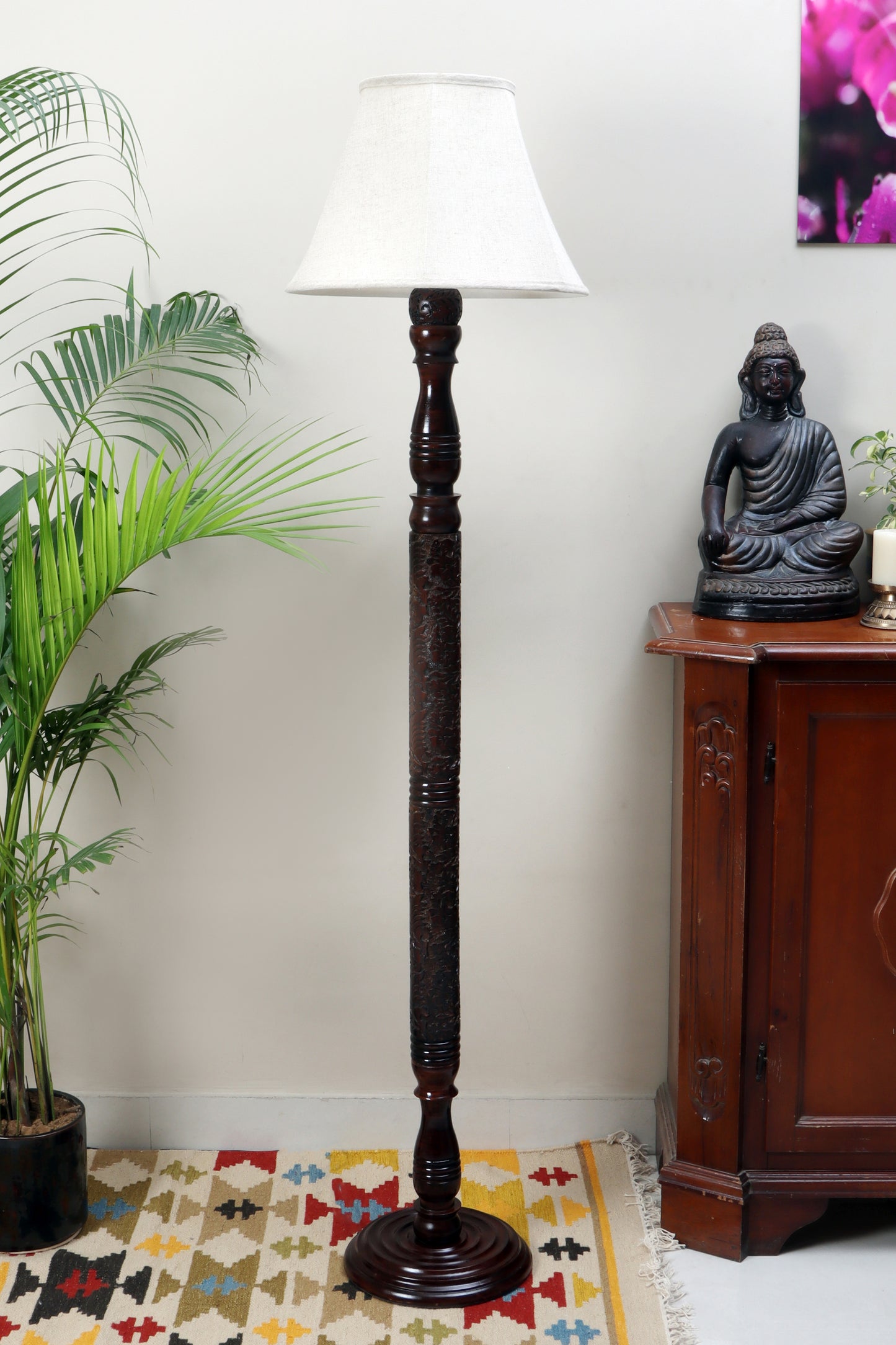 Chinar Dark brown Floor Lamp with Beige Soft Shade