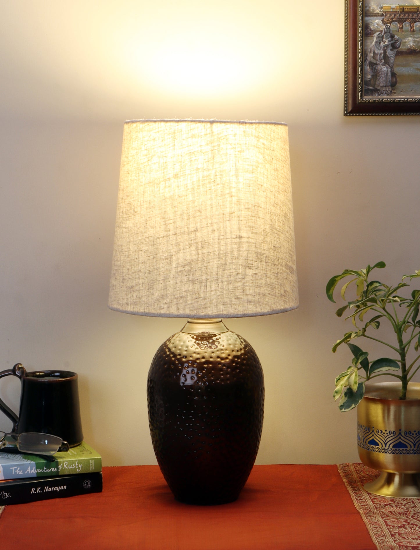 Nalanda Table Lamp with Beige Shade