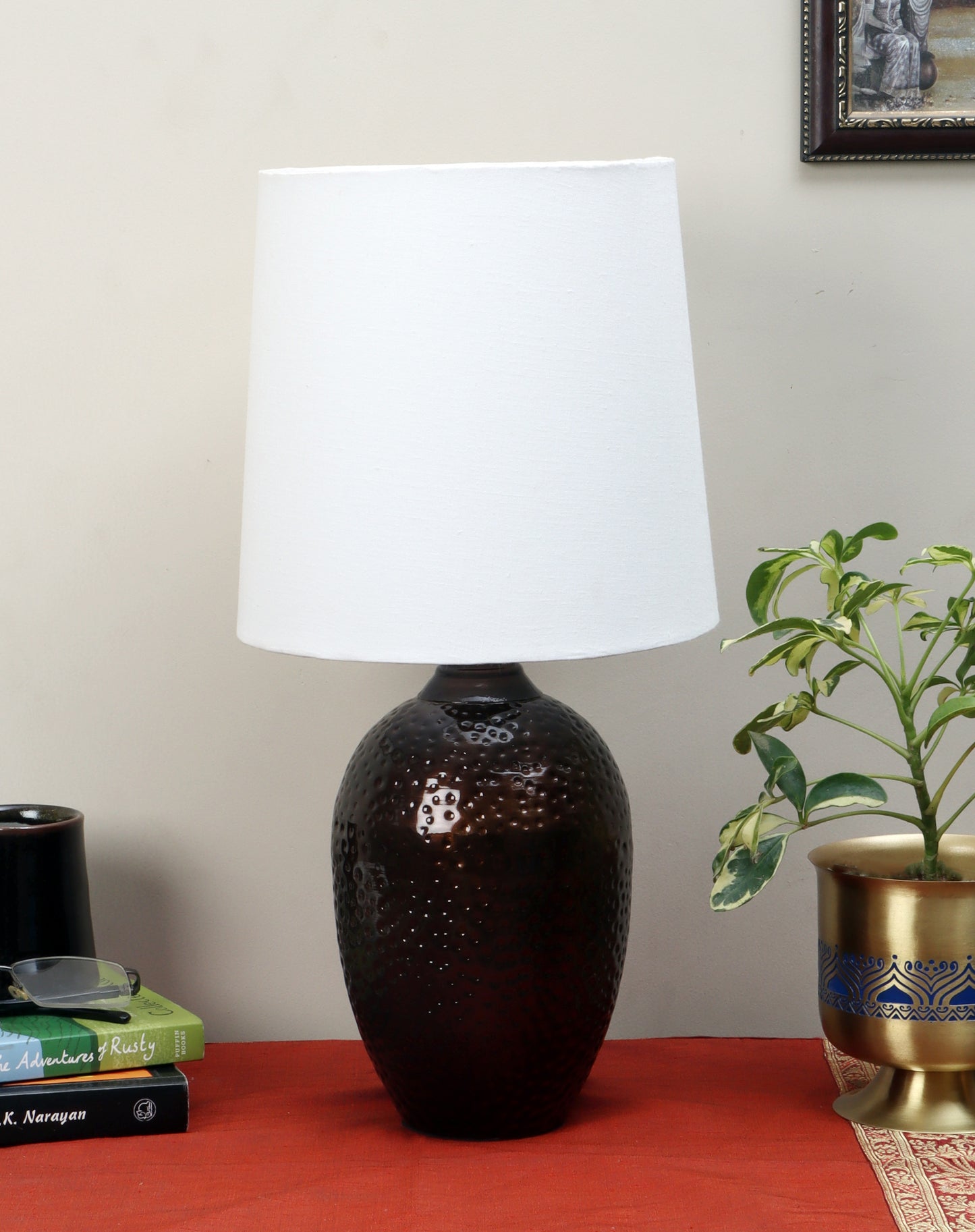 Nalanda Table Lamp with Ivory White Shade