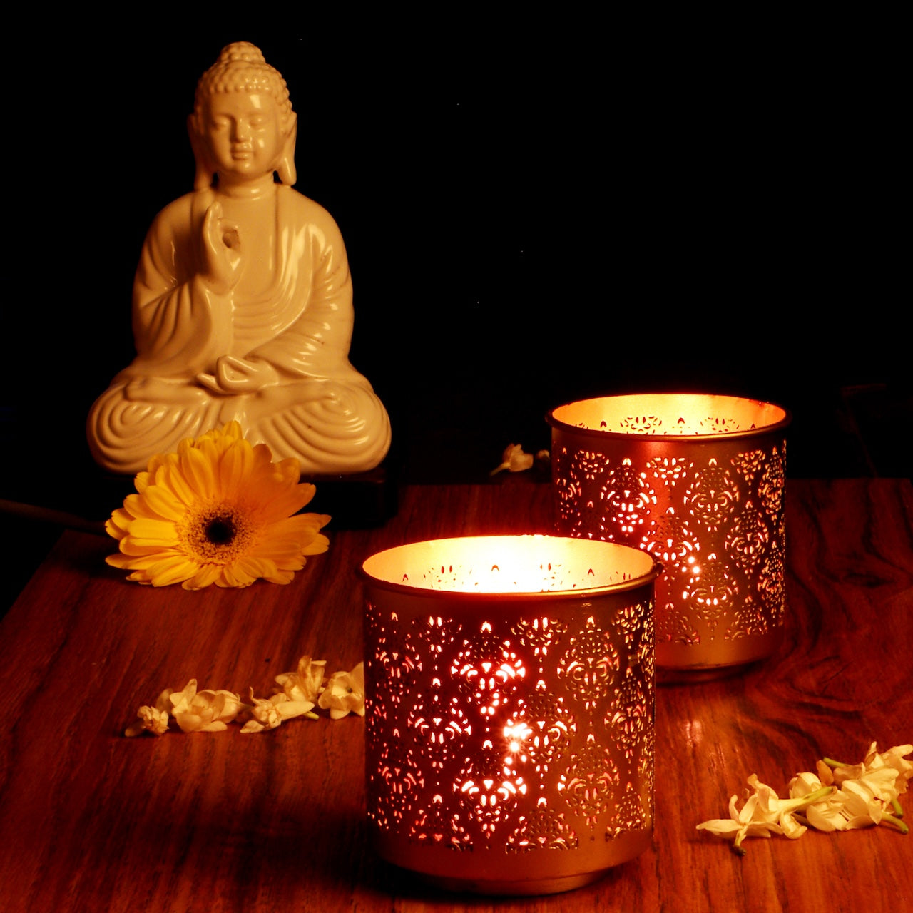 Gandhara Votive with Pink Tea Light holder - Set of 2