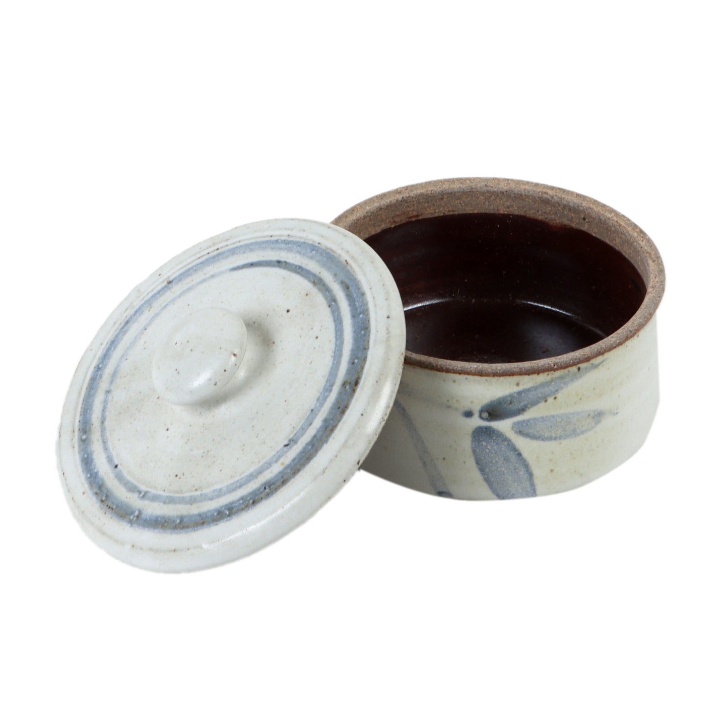 Studio Pottery White & Blue Trinket Box - Set of 2