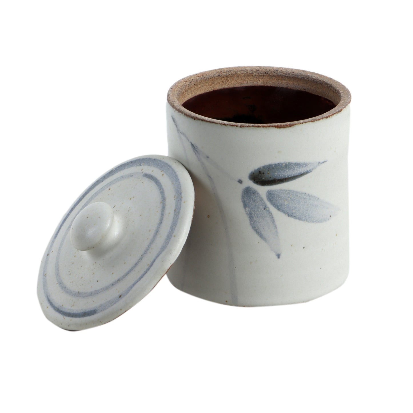 Studio Pottery White & Blue Jars - Set of 2