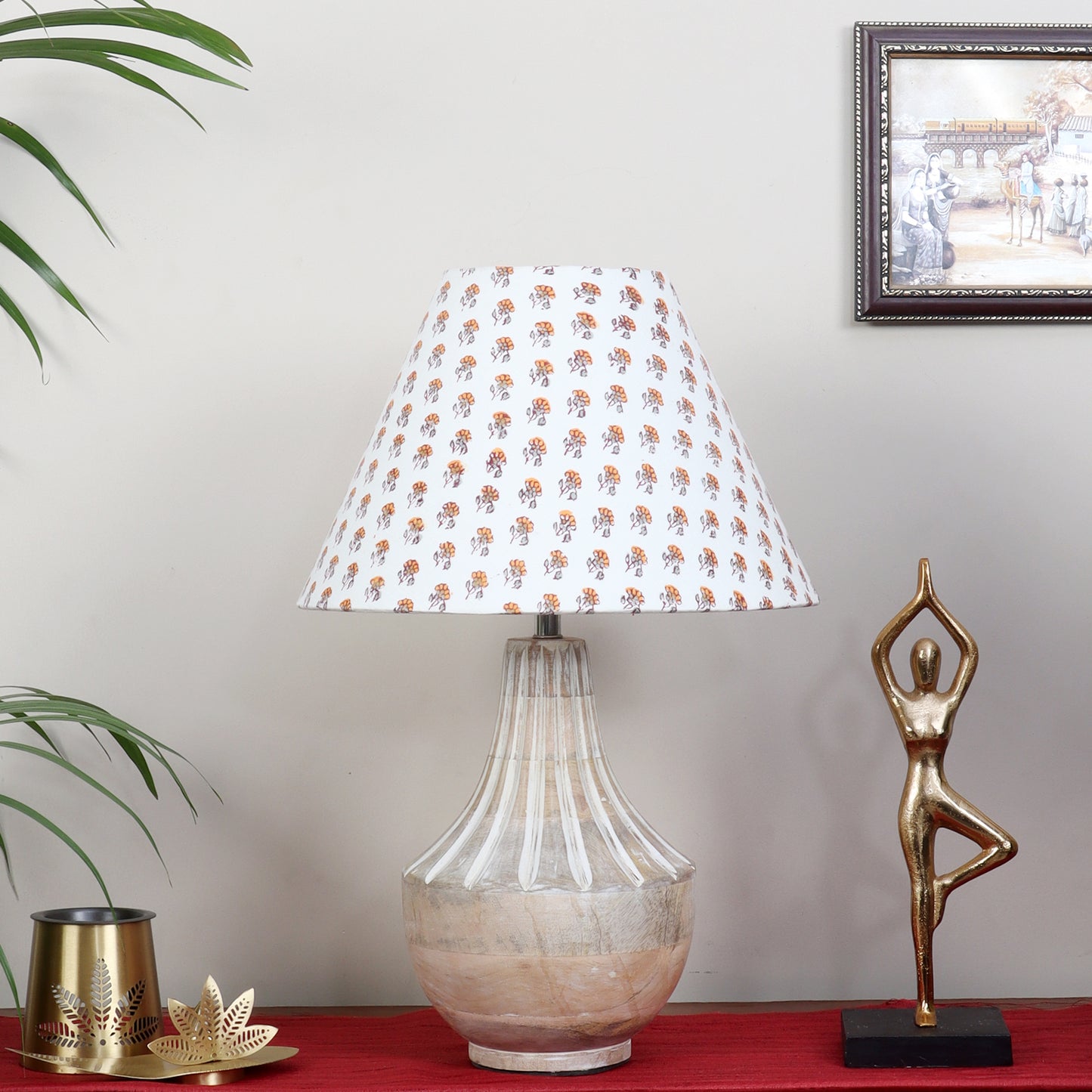 Ektara Table Lamp with Yellow Printed Shade