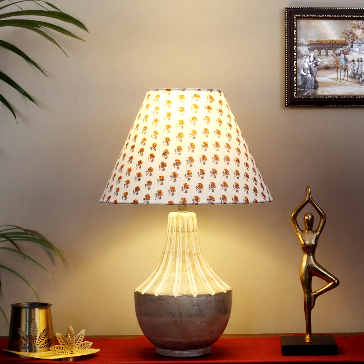 Ektara Table Lamp with Yellow Printed Shade