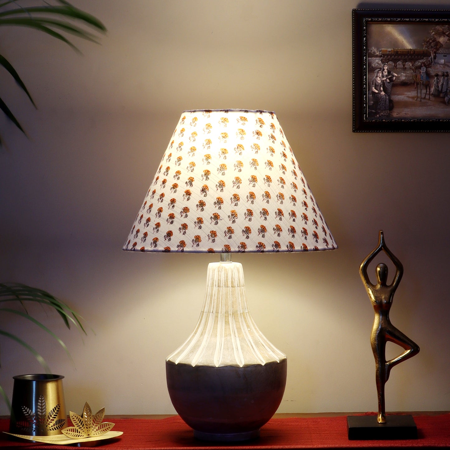 Ektara Table Lamp with Yellow Printed Shade