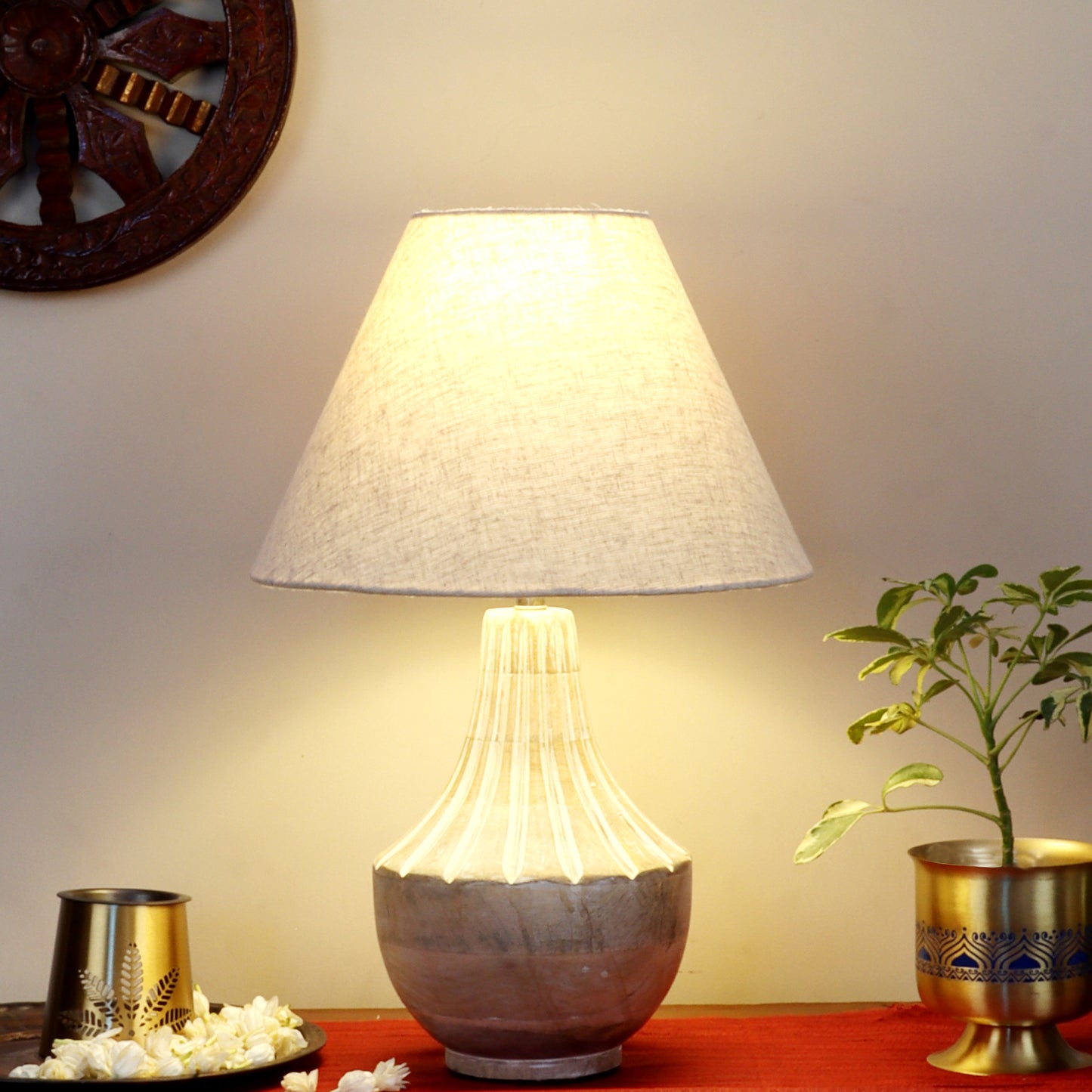 Ektara Table Lamp with Beige Shade