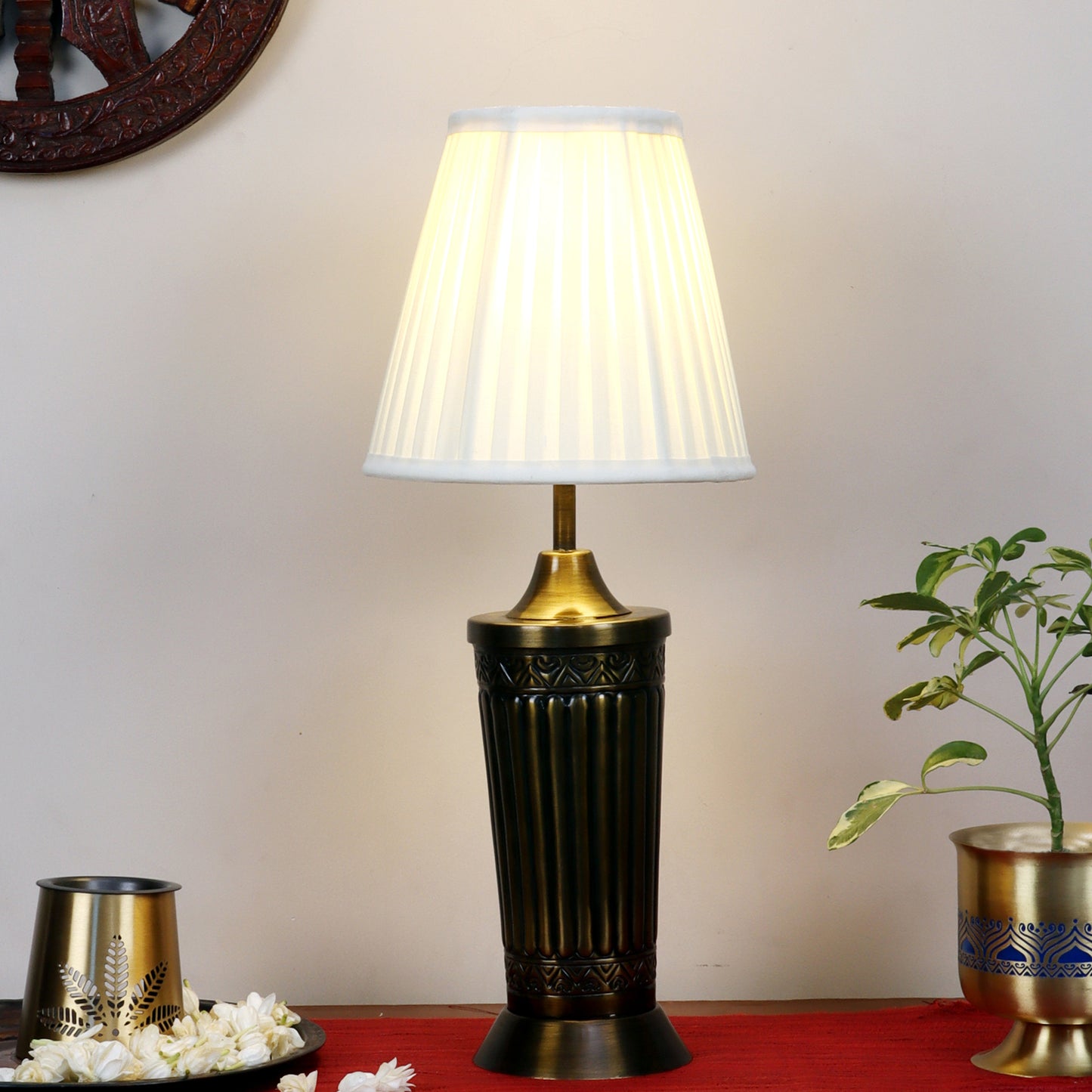 Vaishnavi Table Lamp with Ivory pleated shade