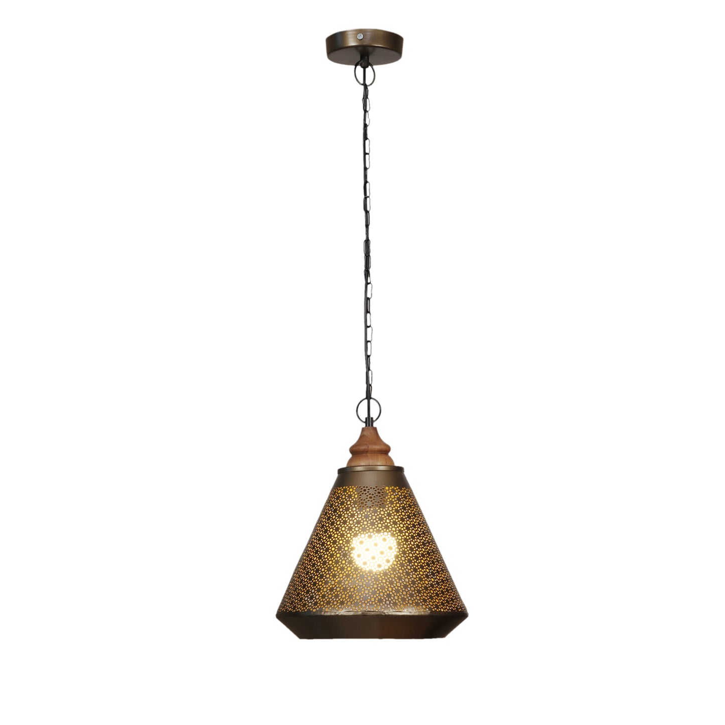 Mysore Hanging Lamp with a Wooden Canopy