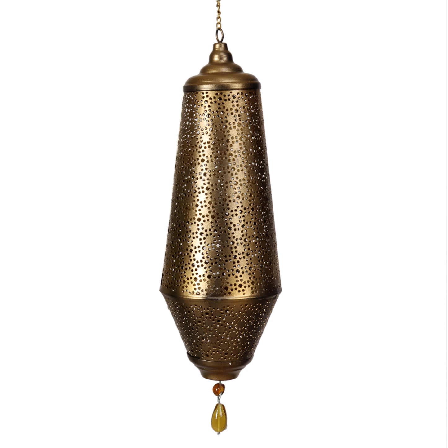 Mysore Hanging Tea Light Holder with 3 candles (Gold & Antique)