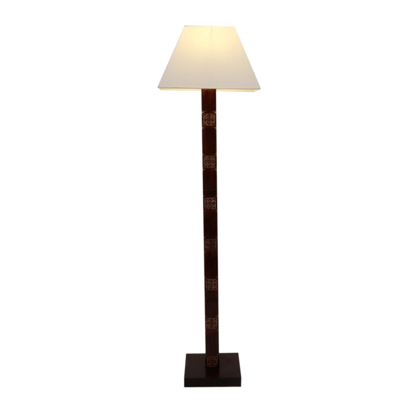 Amogh Brown and off white Floor Lamp with Ivory white Shade