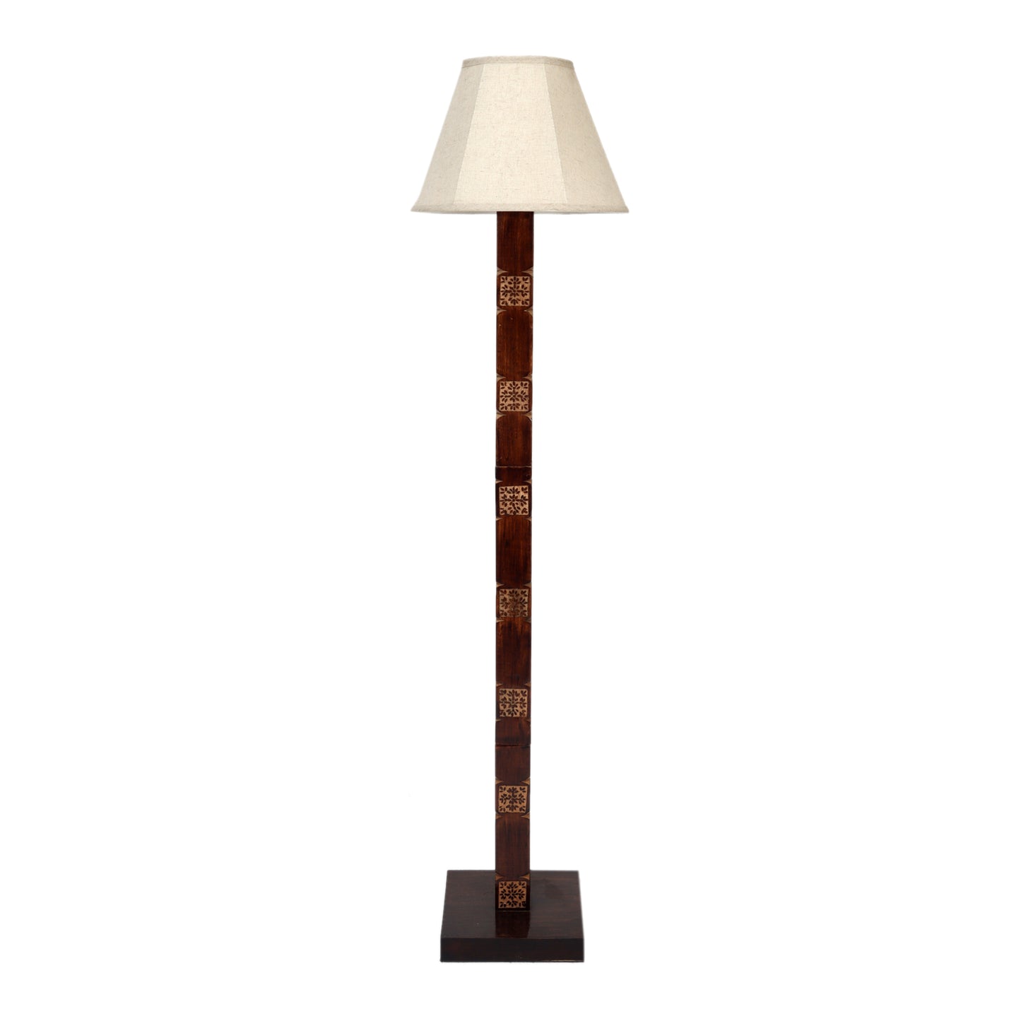 Amogh Brown and off white Floor Lamp with Beige Soft Shade