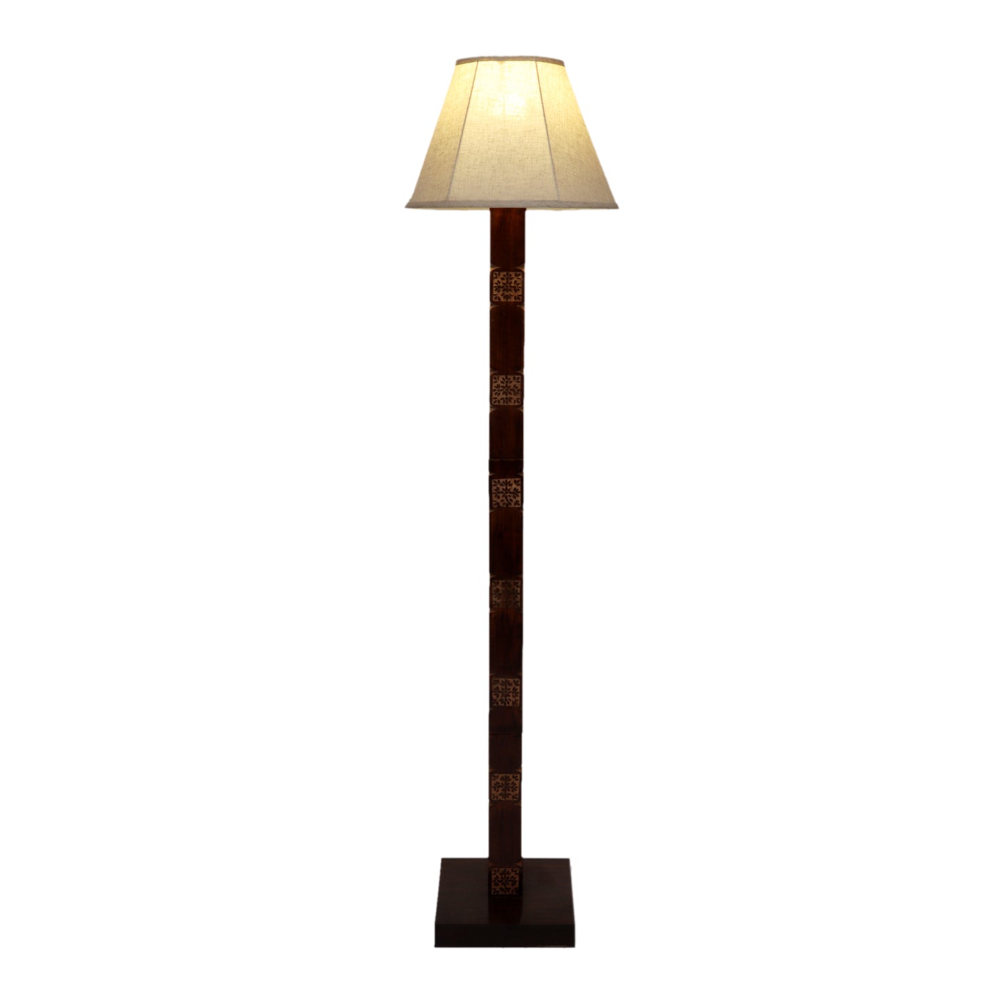 Amogh Brown and off white Floor Lamp with Beige Soft Shade