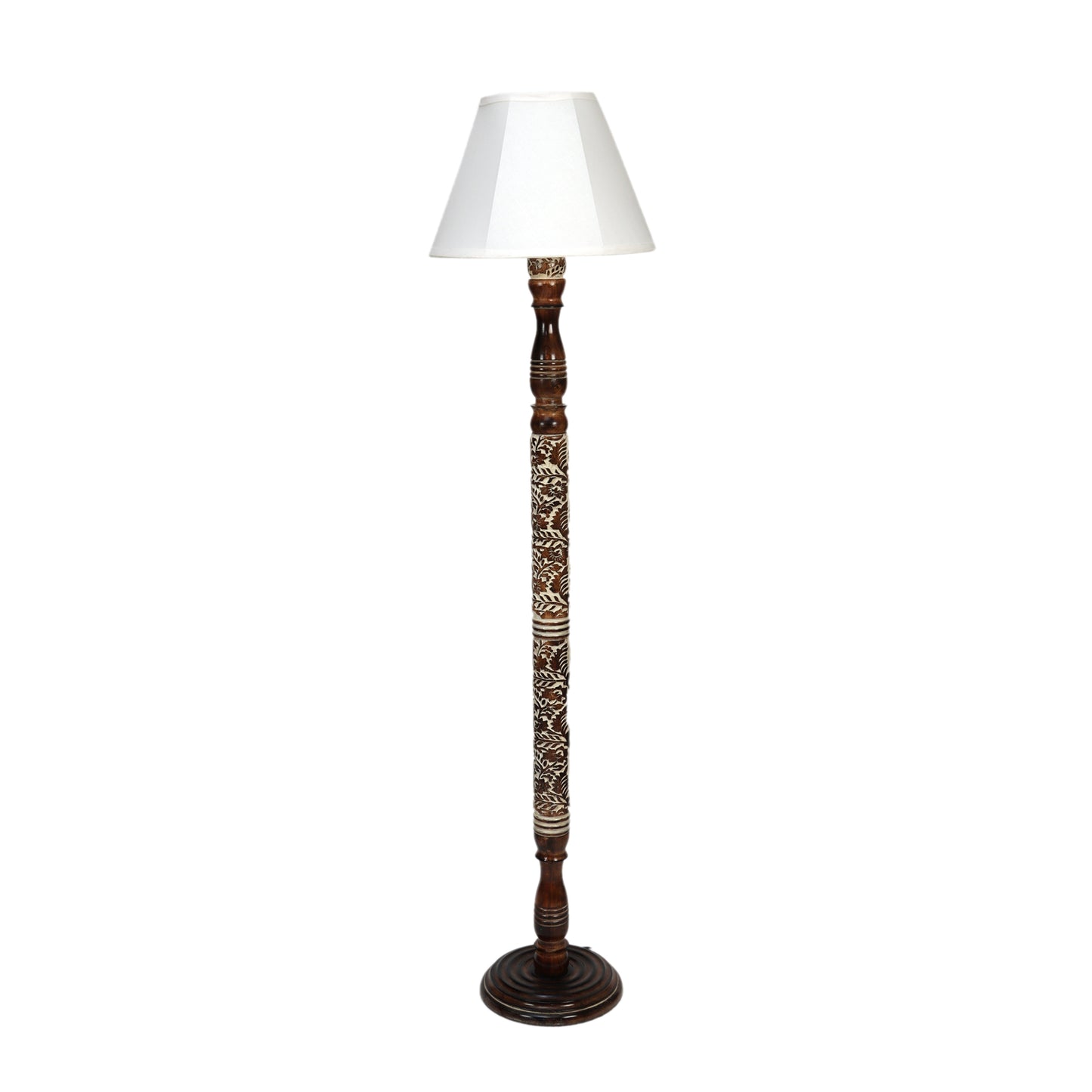 Chinar Light brown and White Floor Lamp with Ivory white Soft Shade