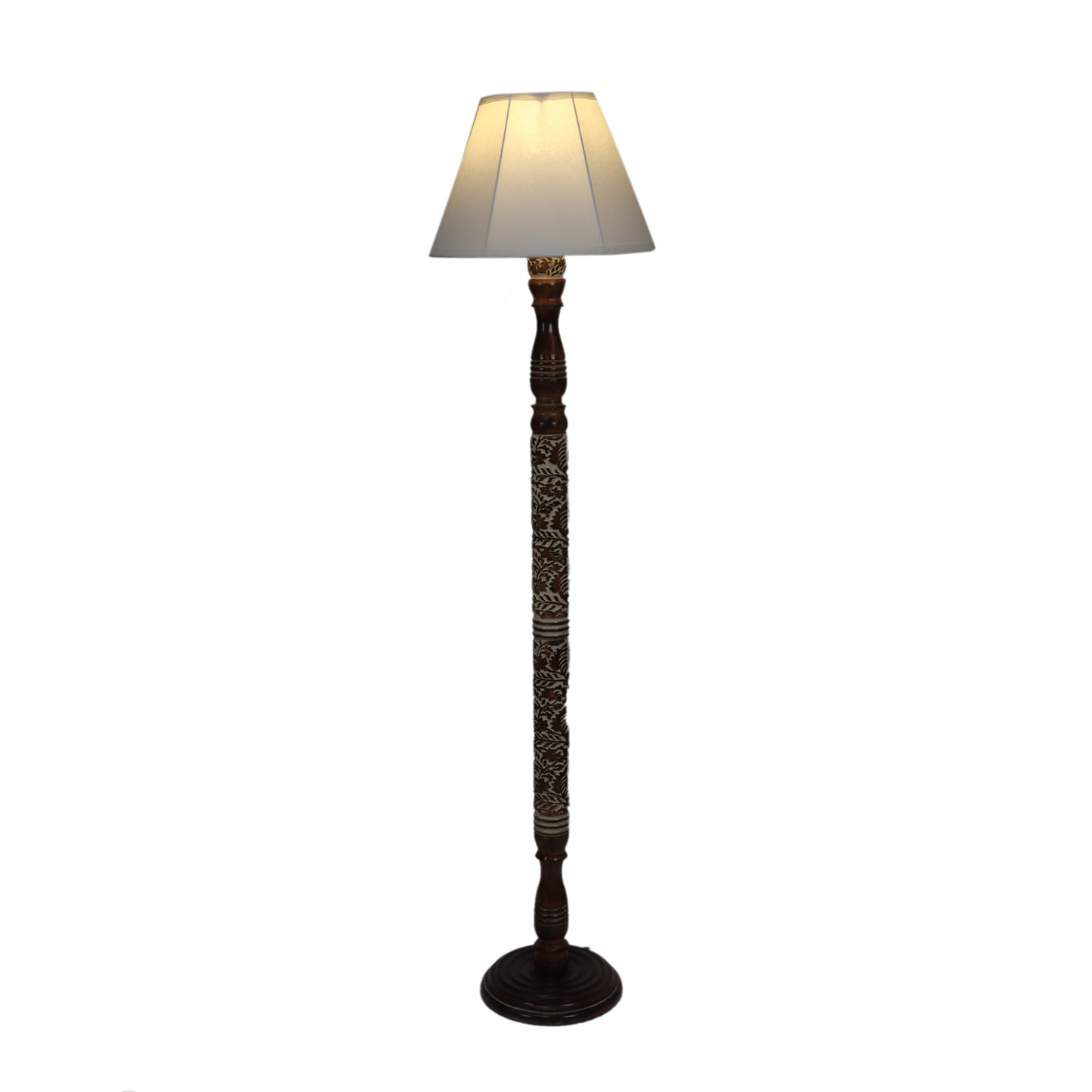 Chinar Light brown and White Floor Lamp with Ivory white Soft Shade