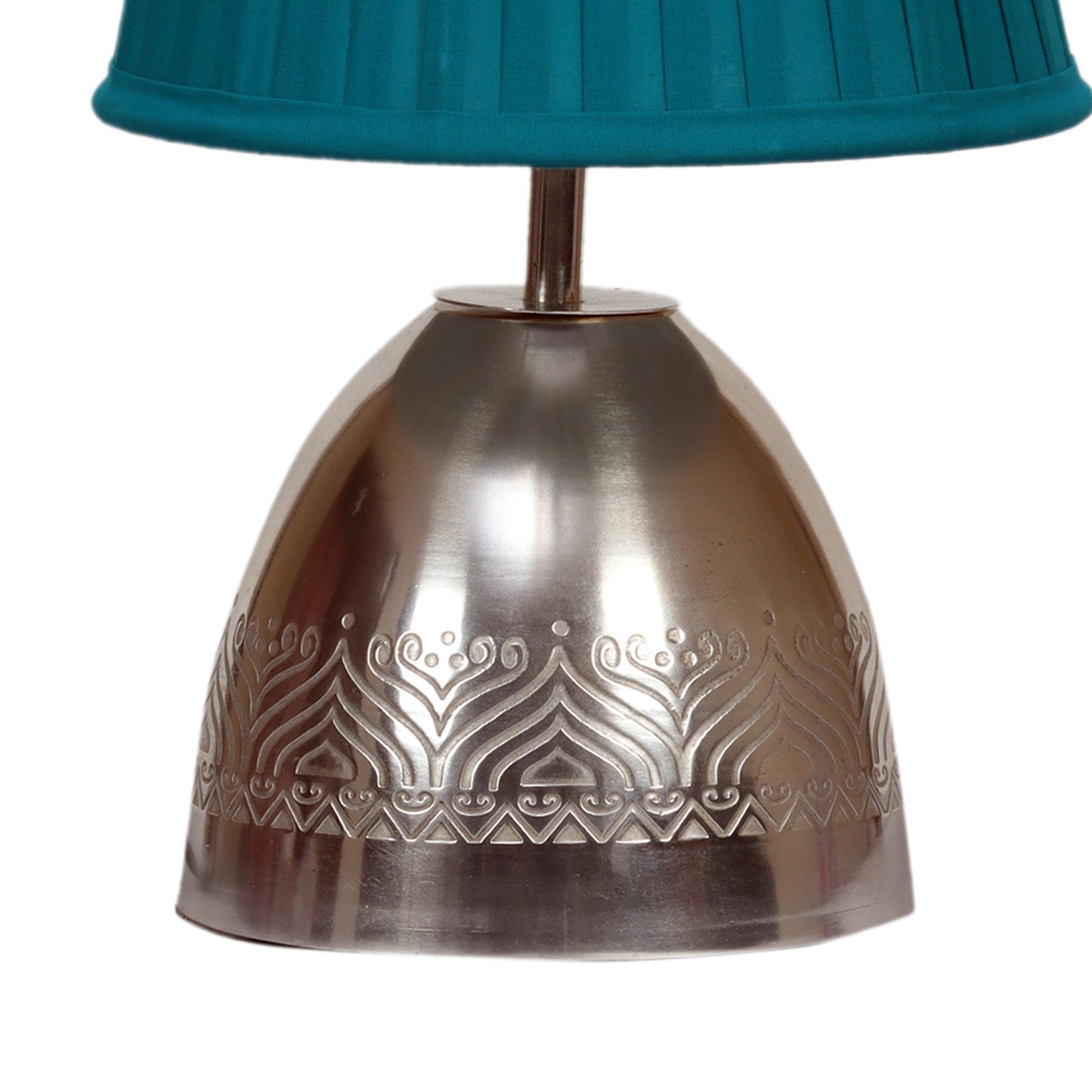 Utsav Silver plated Table Lamp with Teal pleated shade