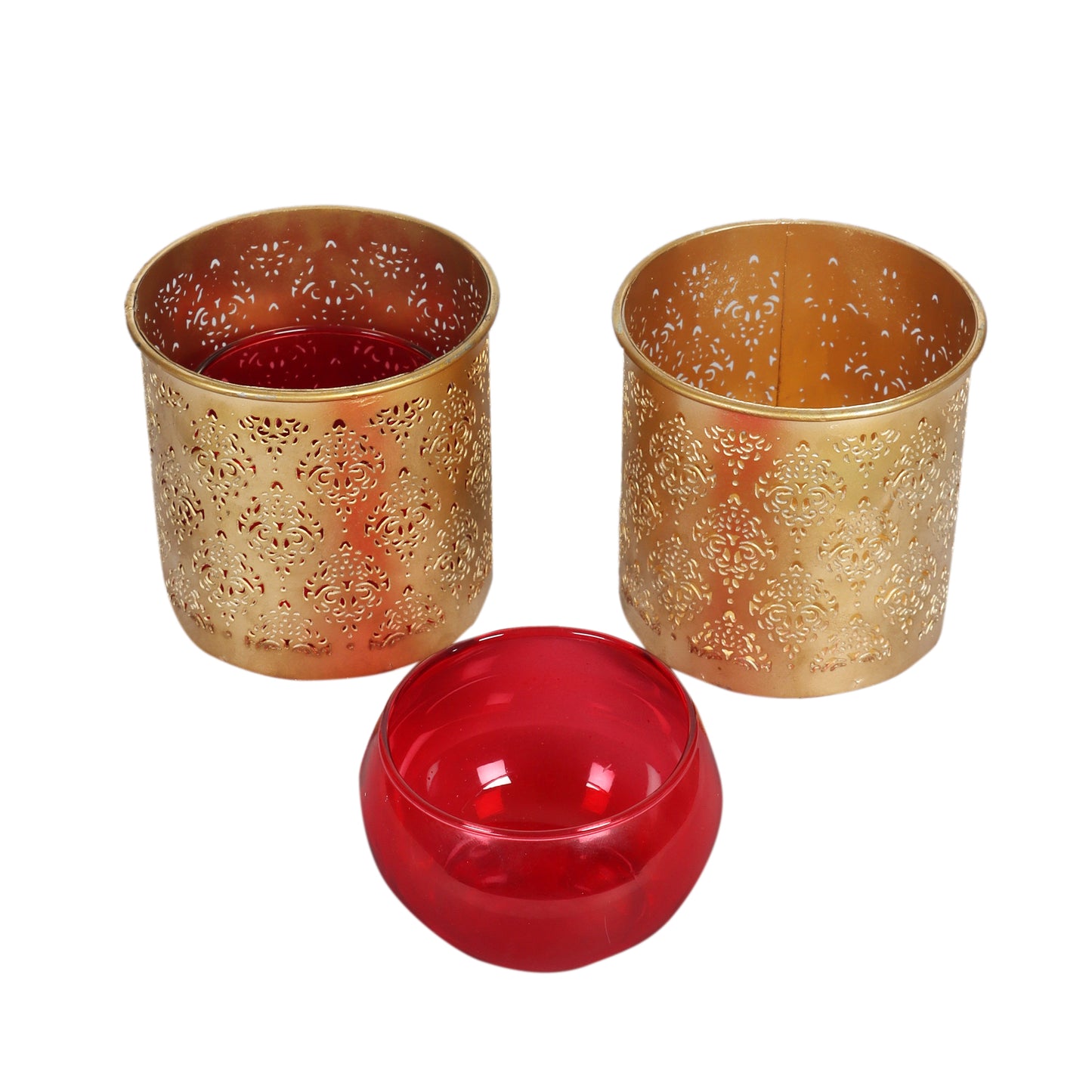 Gandhara Votive with Red Tea Light holder - Set of 2