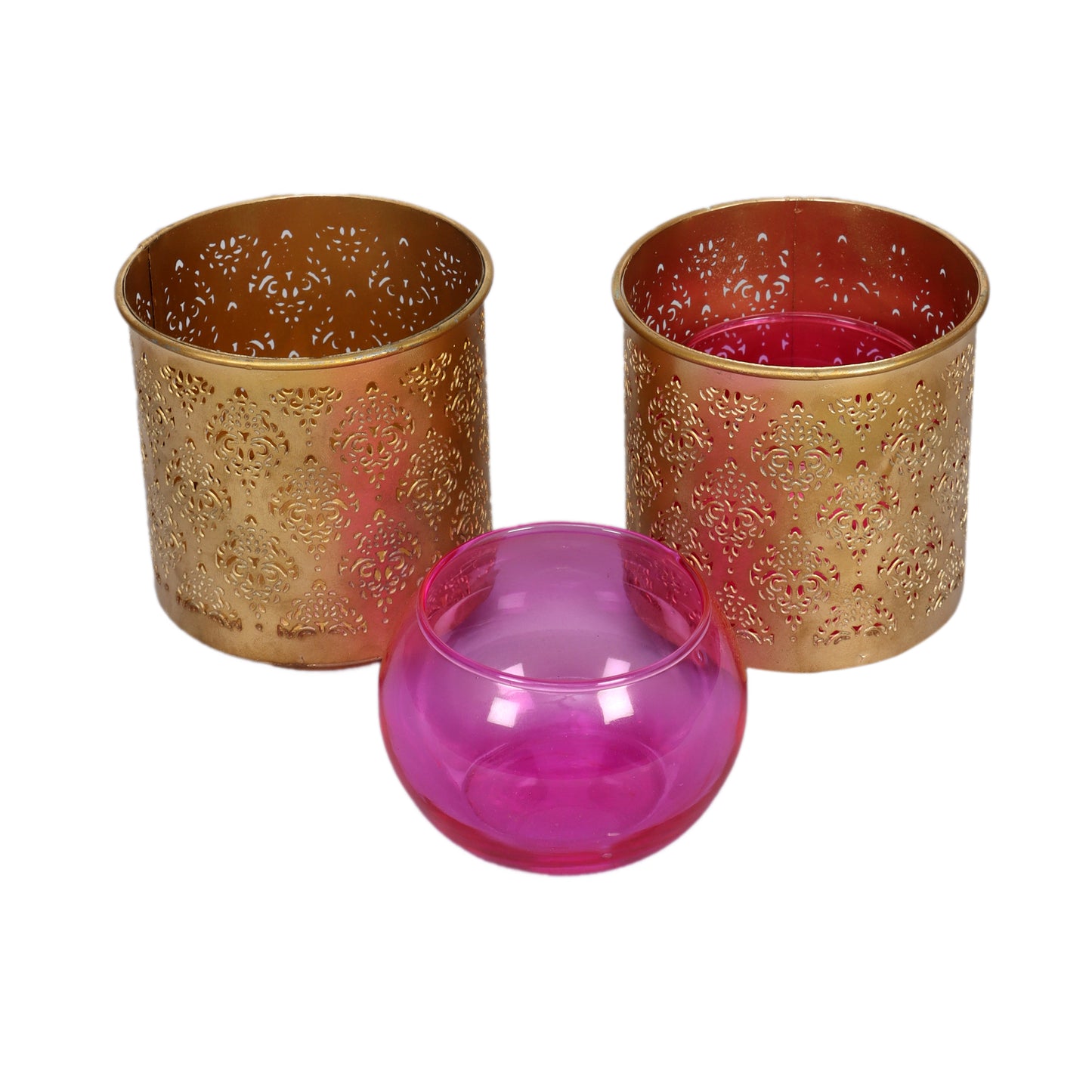 Gandhara Votive with Pink Tea Light holder - Set of 2